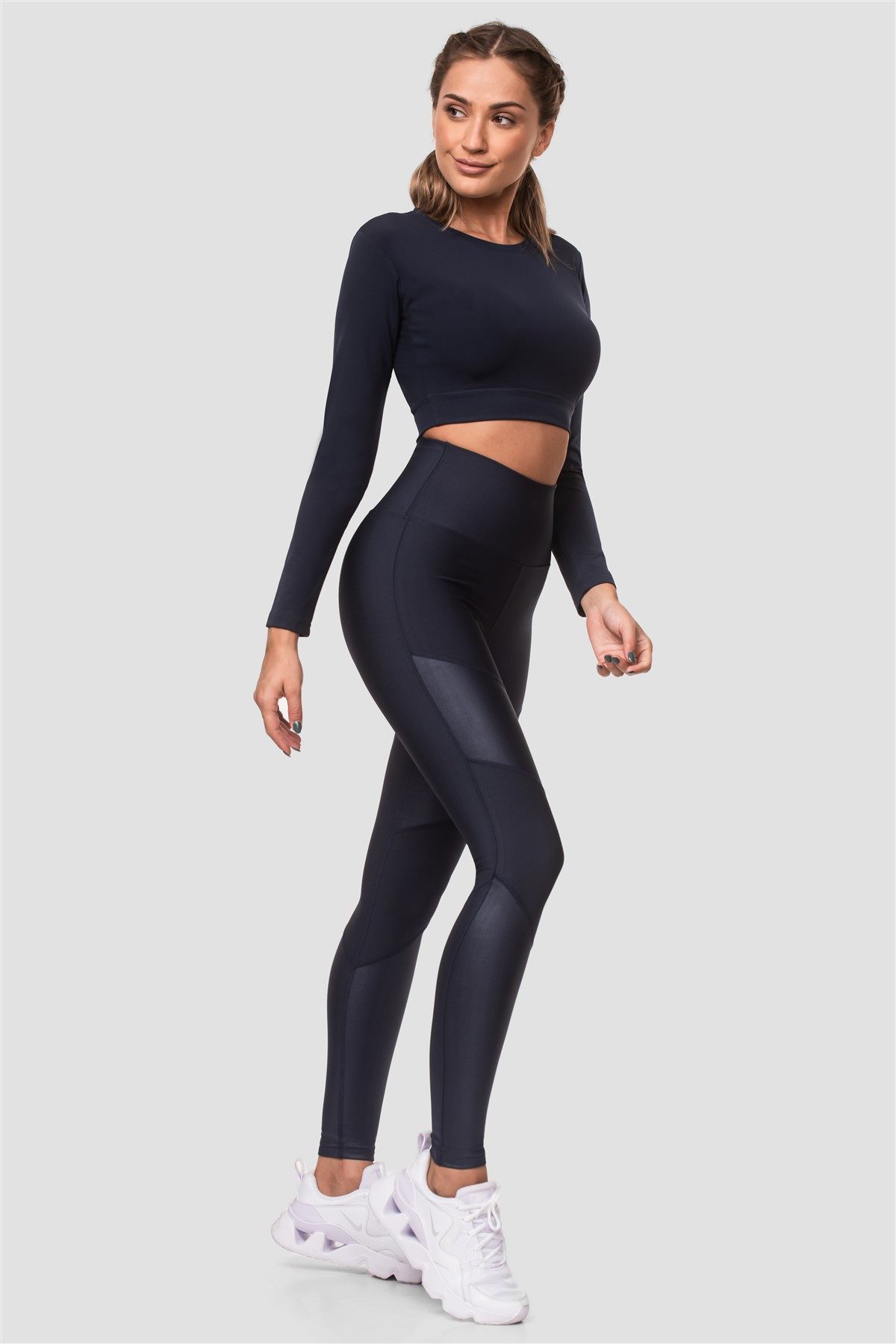 Superstacy Leggings Teilweise glänzende Sport Leggings