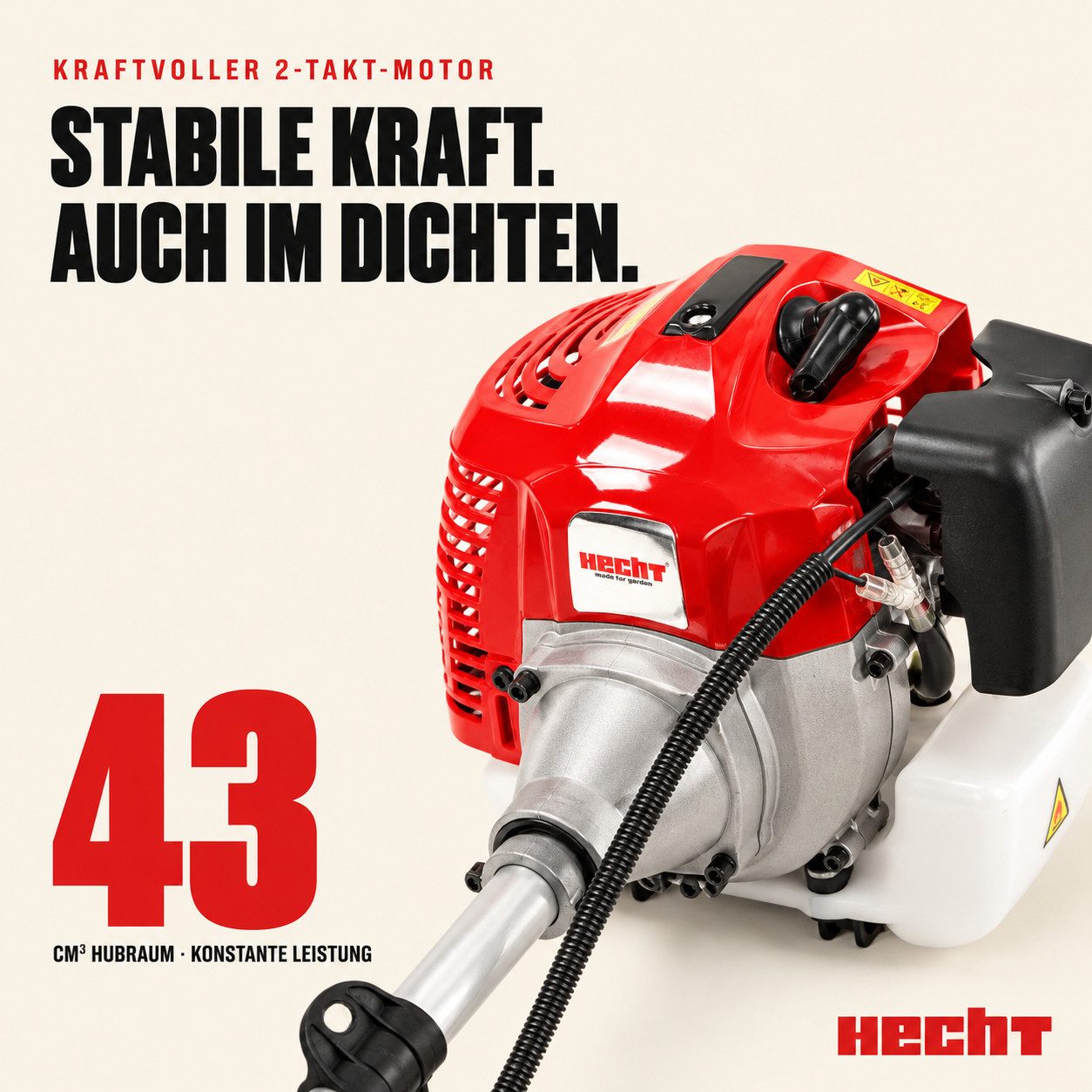 Hecht Benzin-Freischneider Motorsense 142 BTS inklusive Tragegurt, 25,4 cm Arbeitsbreite Messer, 40 cm Arbeitsbreite Faden, 2 PS