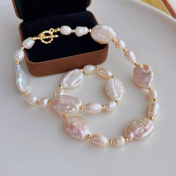 SOTOR Herzkette Natural Baroque Pearl Choker Necklace (Barocke Perlenkette, die Sie in den Barock verliebt machen wird, 1-tlg)