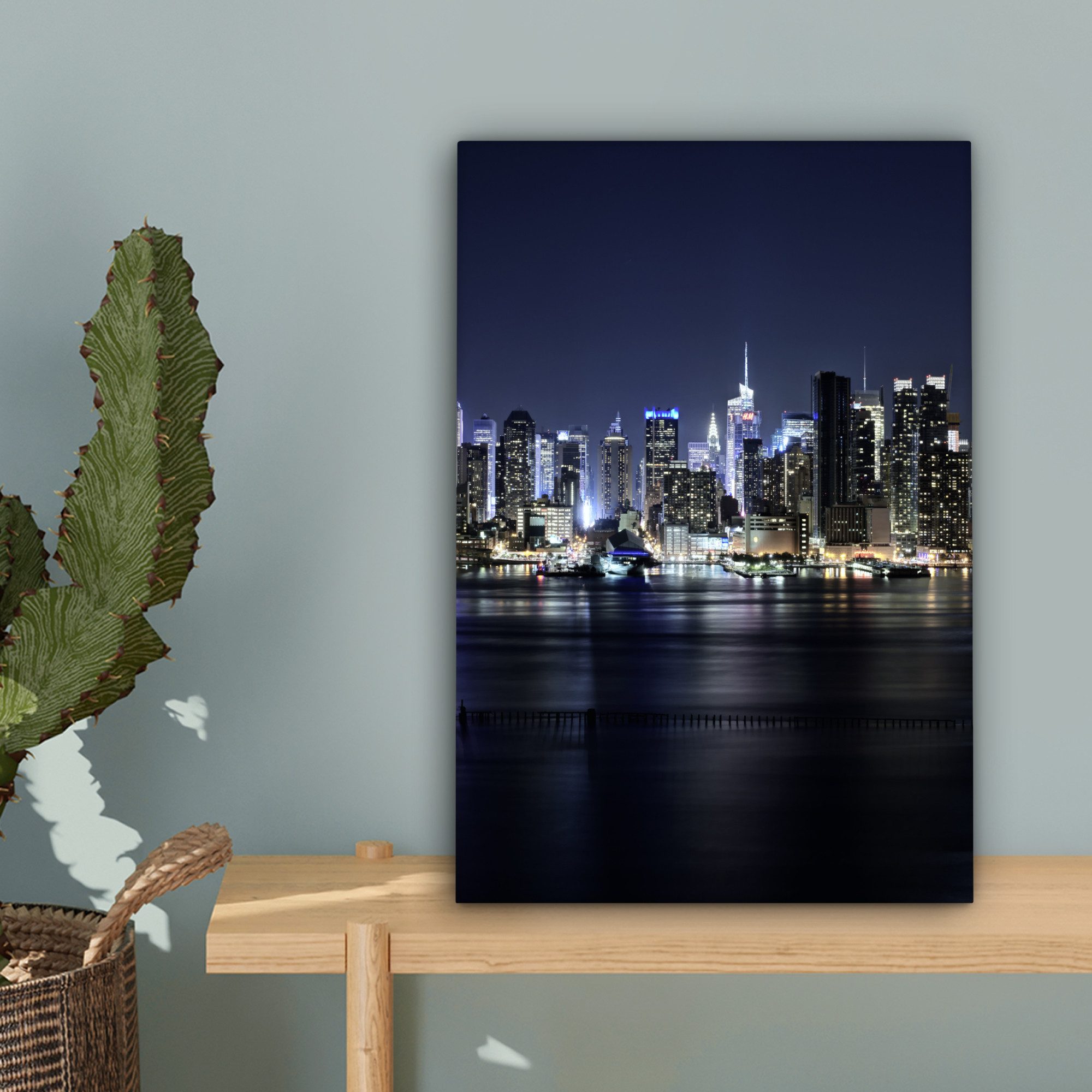 OneMillionCanvasses® Leinwandbild New York - Licht - Skyline, Fotodruck (1 St), Wandbild, Deko Schlafzimmer Wohnzimmer Flur 20x20 cm – Bild 3 von 5