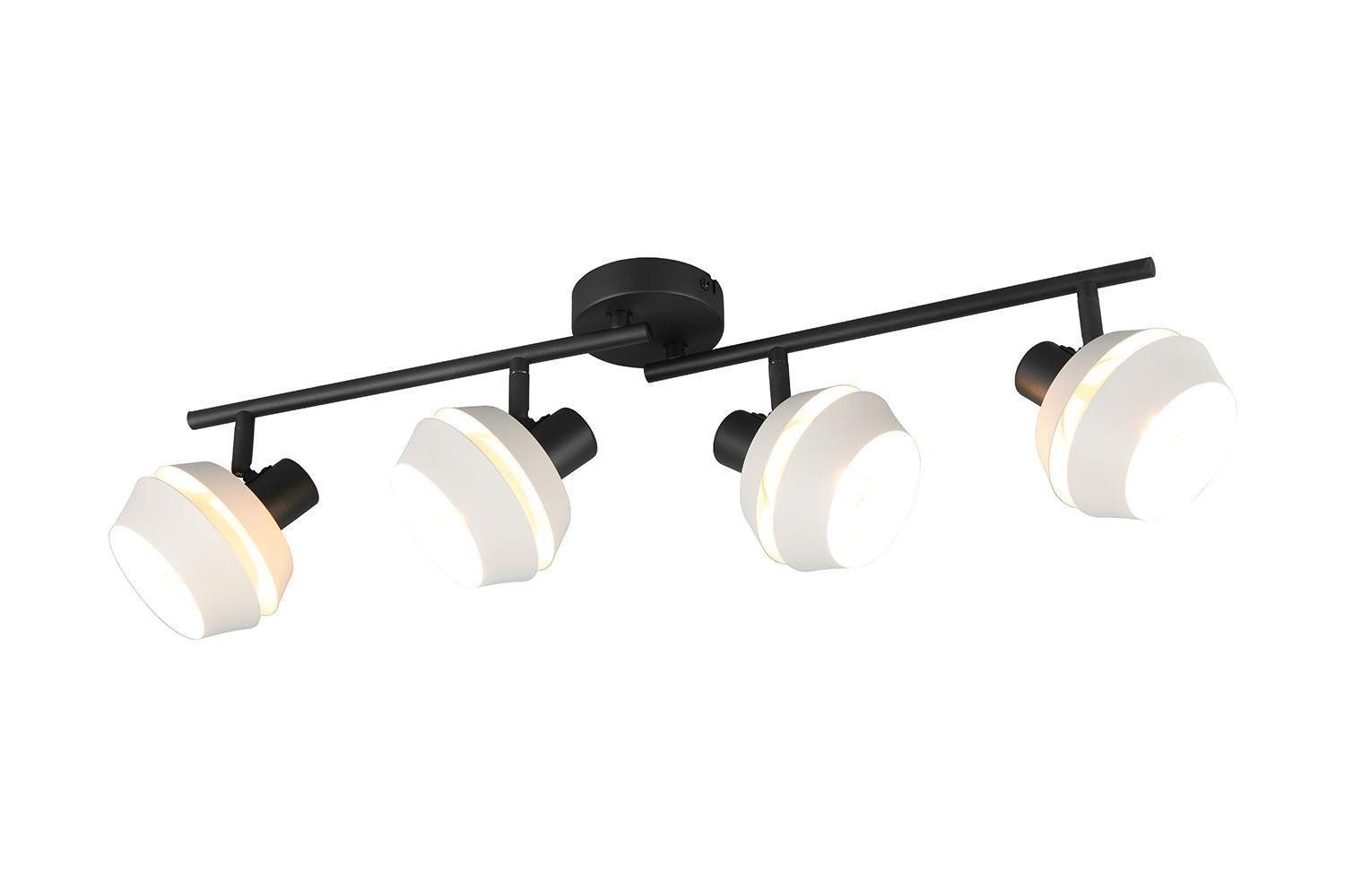 Reality Leuchten Deckenstrahler ISLA, 4-flammig, Grau, Schwarz, Glas, Metall, ohne Leuchtmittel, Verstellbar, B 72 x H 21 x T 12 cm