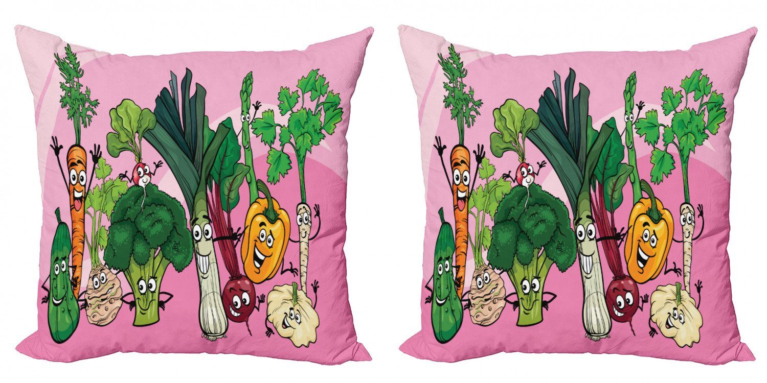 Kissenbezüge Modern Accent Doppelseitiger Digitaldruck, Abakuhaus (2 Stück), Gemüse Glückliche Gesunde Food-Bild | Kissenbezüge