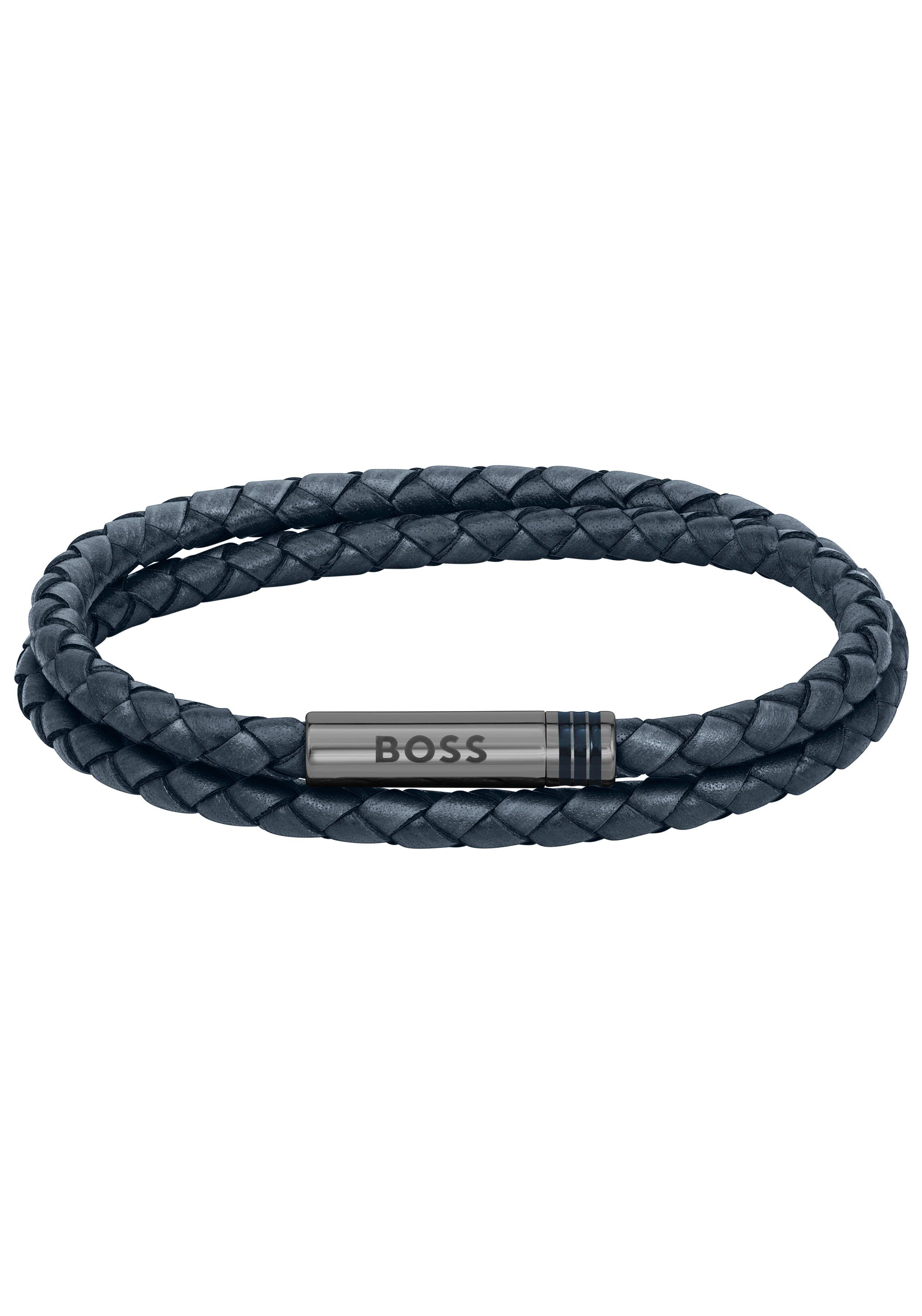BOSS Armband Schmuck Edelstahl Lederarmband Wickelarmband ARES