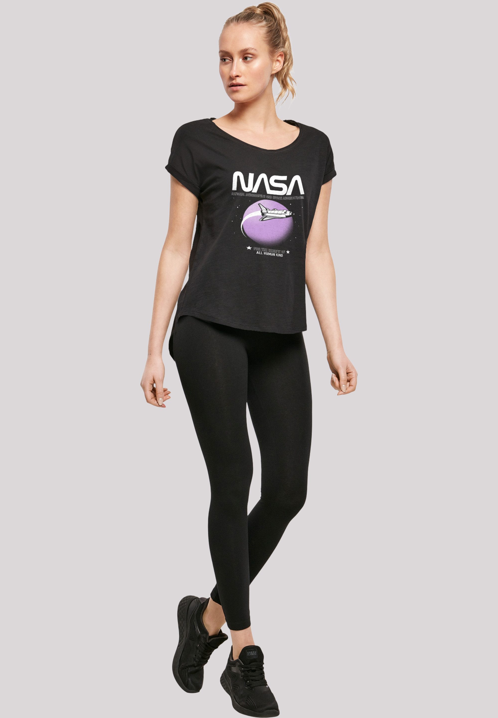 F4NT4STIC T-Shirt Long Cut T-Shirt 'NASA Shuttle Orbit' Damen,Premium Merch,Lang,Longshirt,Bedruckt