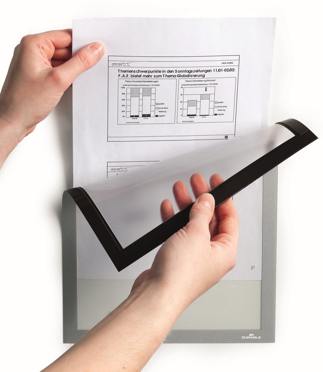 DURABLE Fächermappe Magnetrahmen Duraframe Magnetic A4 VE=5 Stück metallic silber