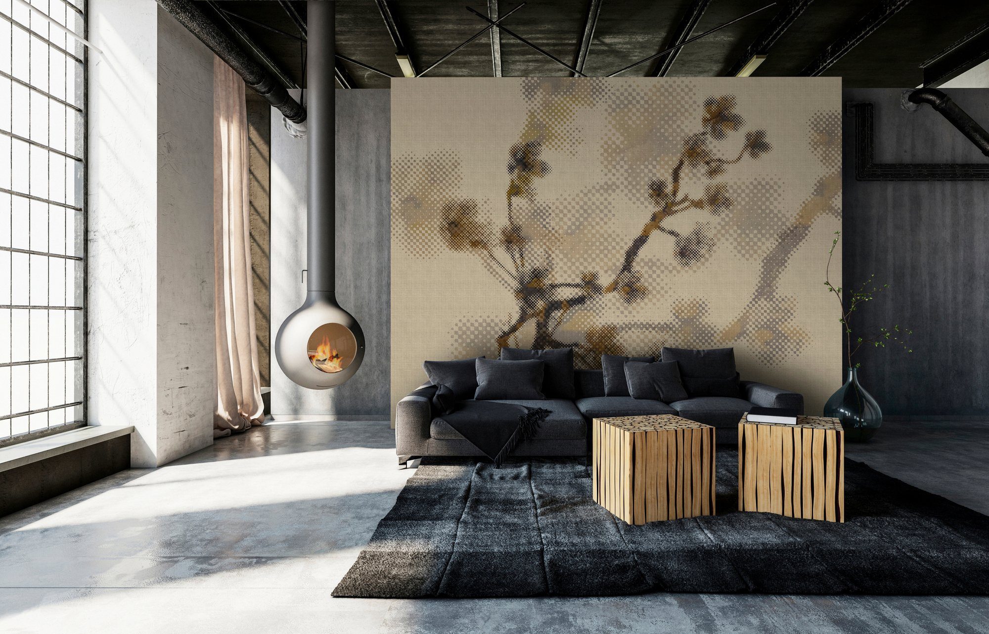 living walls Fototapete Walls by Patel Twigs 2, glatt, (4 St), Vlies, Wand, Schräge