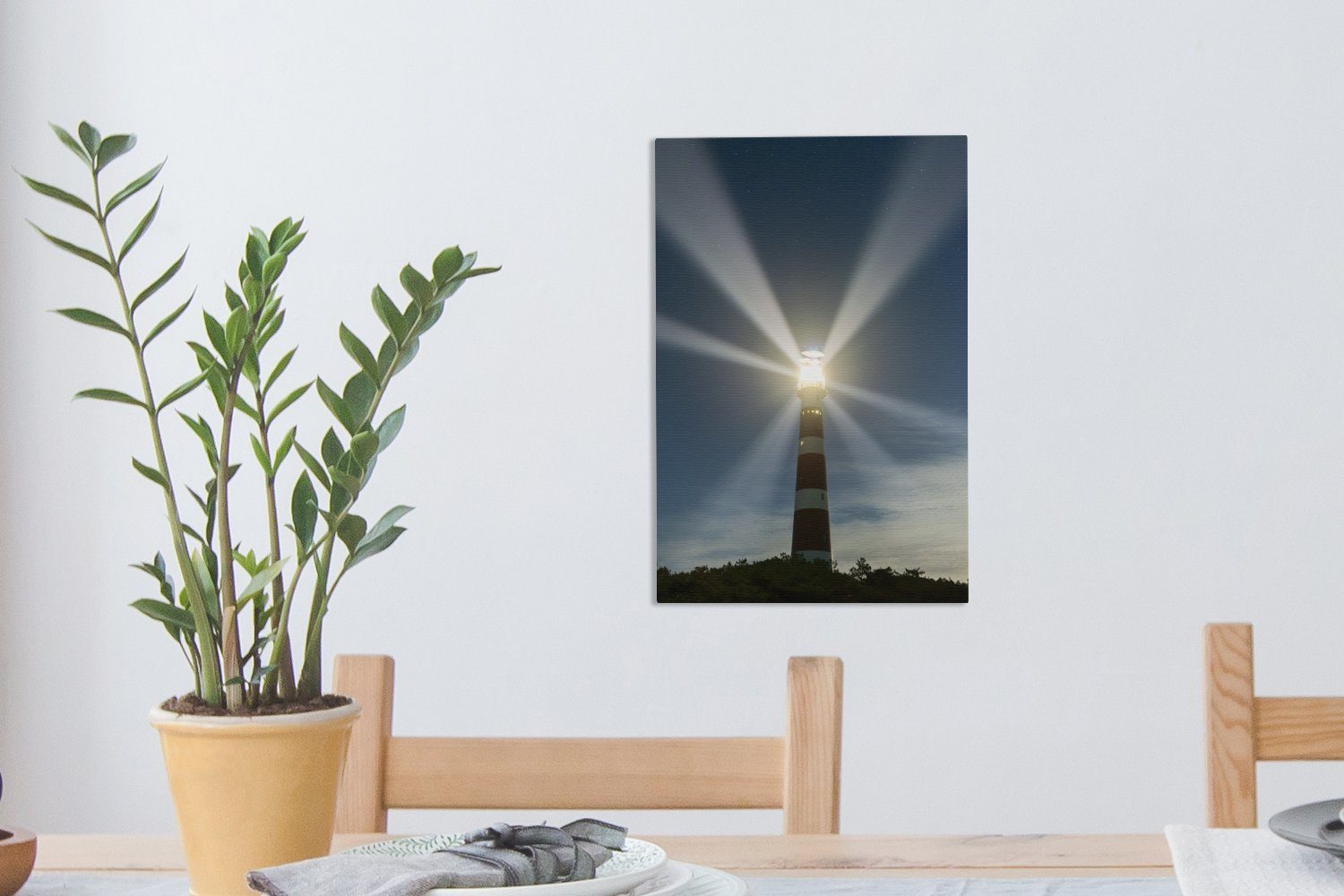 20x30 bespannt (1 Zackenaufhänger, Leinwandbild inkl. Gemälde, fertig Ameland, OneMillionCanvasses® Leuchtturm St), Leinwandbild Brennender cm auf