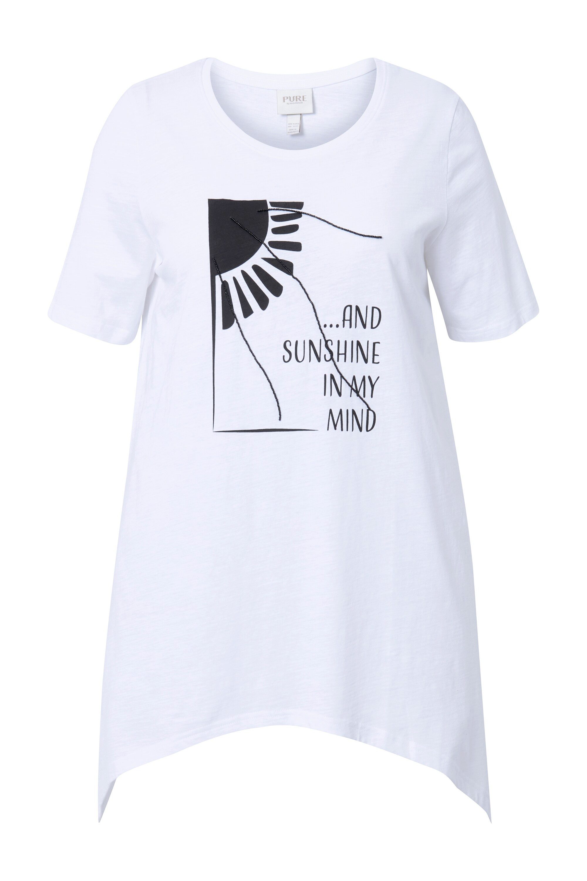 Ulla Popken Longshirt T-Shirt Sonnen Rundhals Halbarm Biobaumwolle günstig online kaufen
