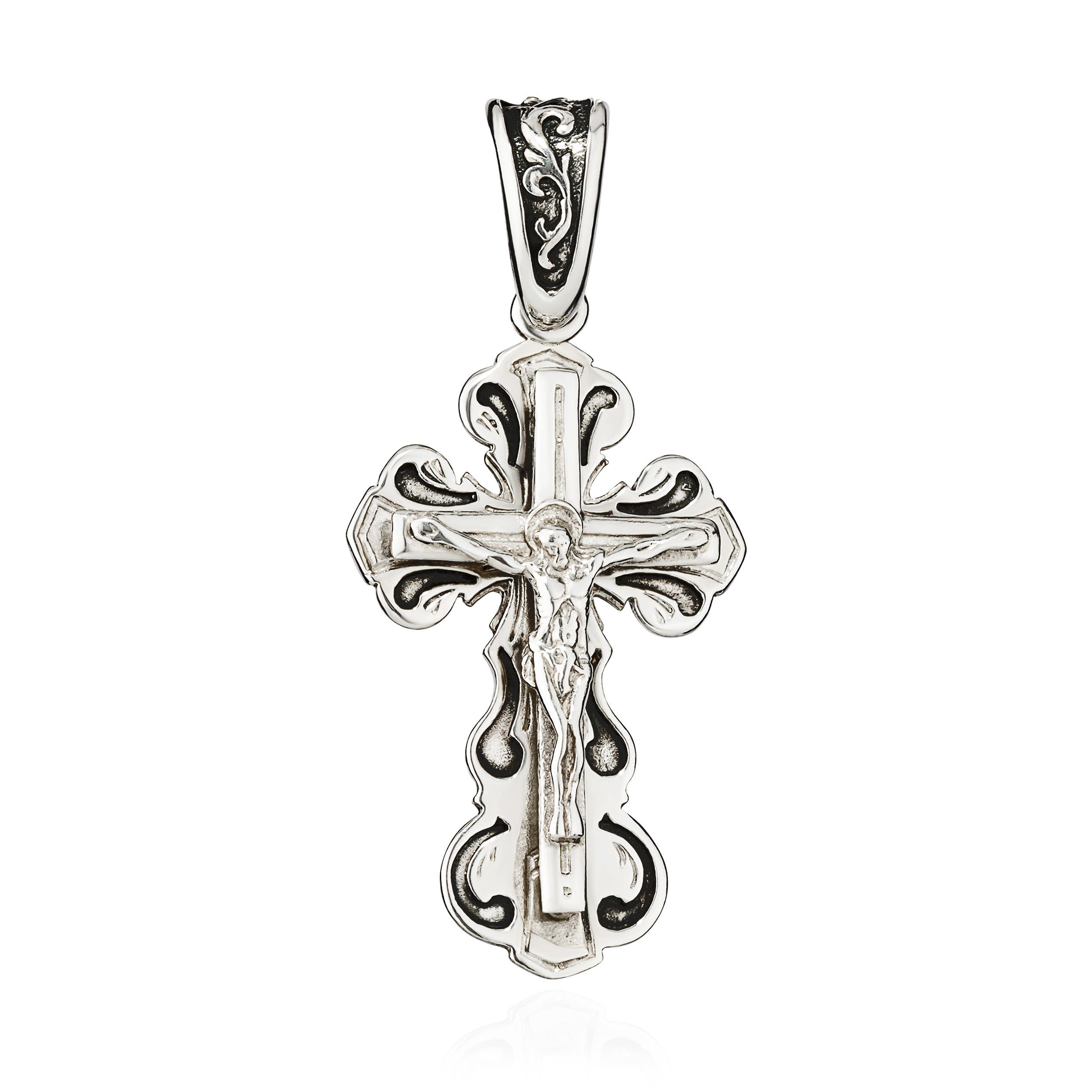 Kreuzanhänger Kettenanhänger Kruzifix 925 Silber Jesus Christus Kreuz 28x18mm Orthod