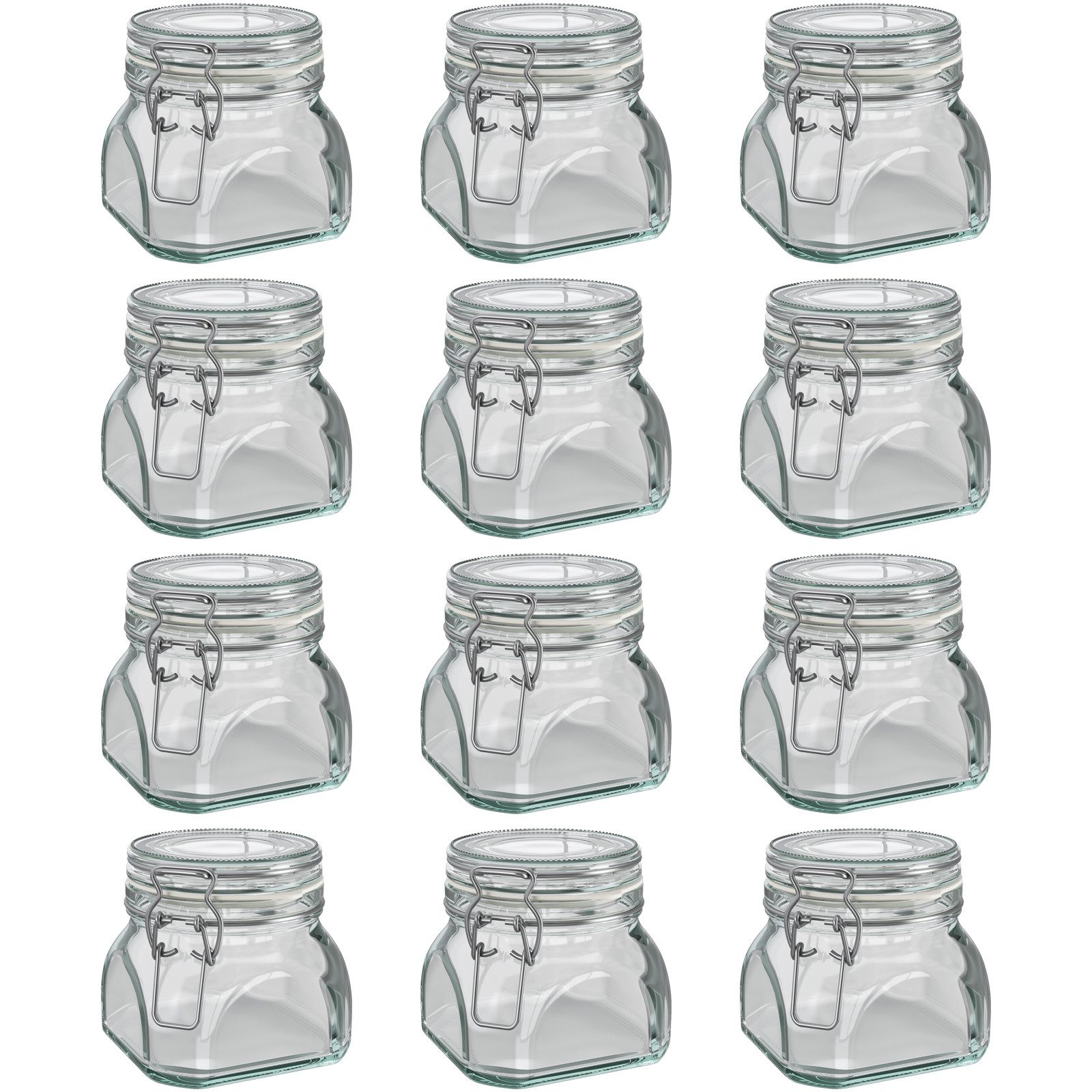 Wellgro Vorratsglas Einmachglas mit Bügelverschluss - 550 ml, (12-tlg)