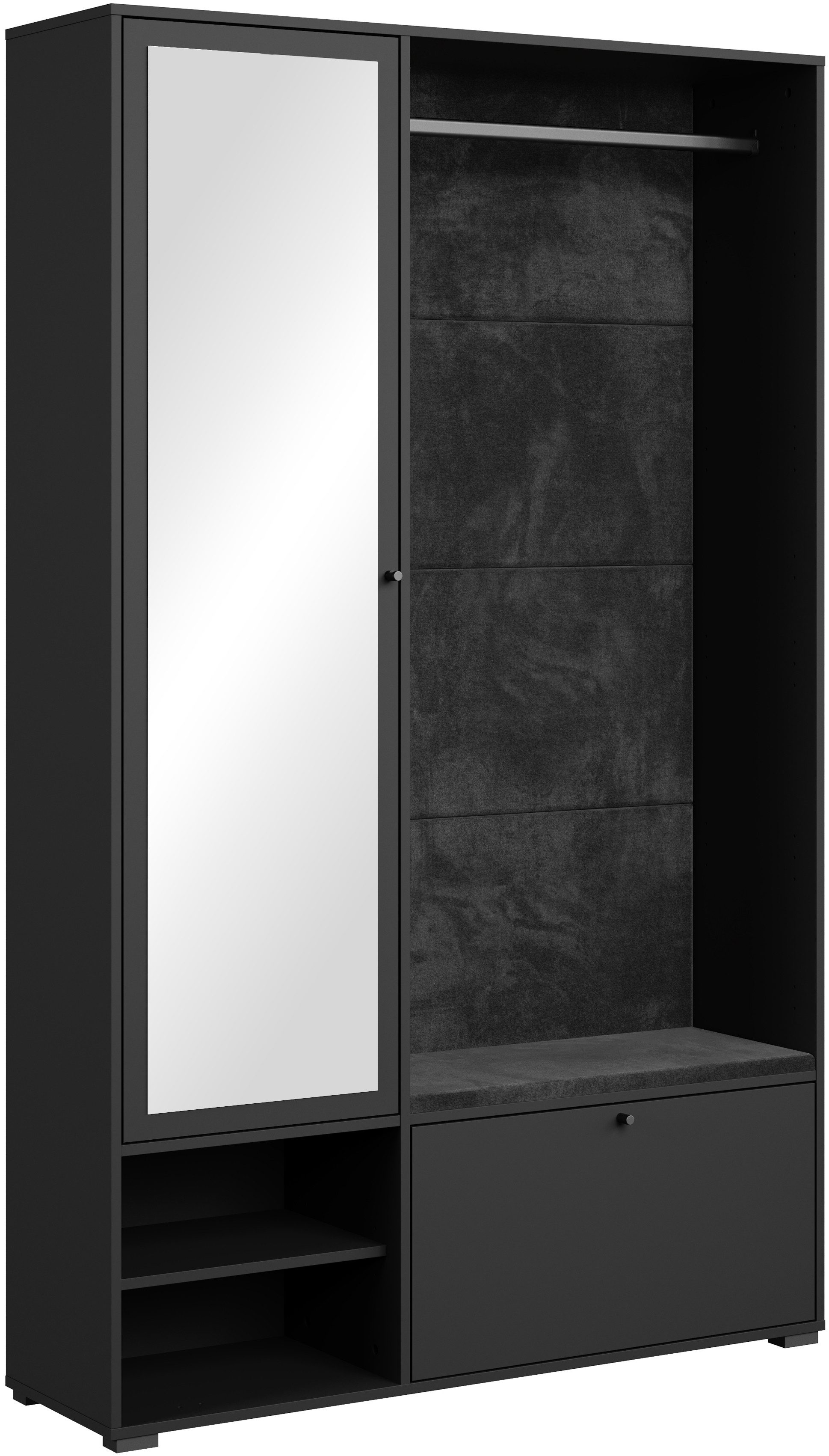 Home affaire Garderoben-Set Garderobe mit Spiegel, Sitzbank und Kleiderstange, (1-St), Schuhschrank mit viel Stauraum und verstellbaren Einlegeböden