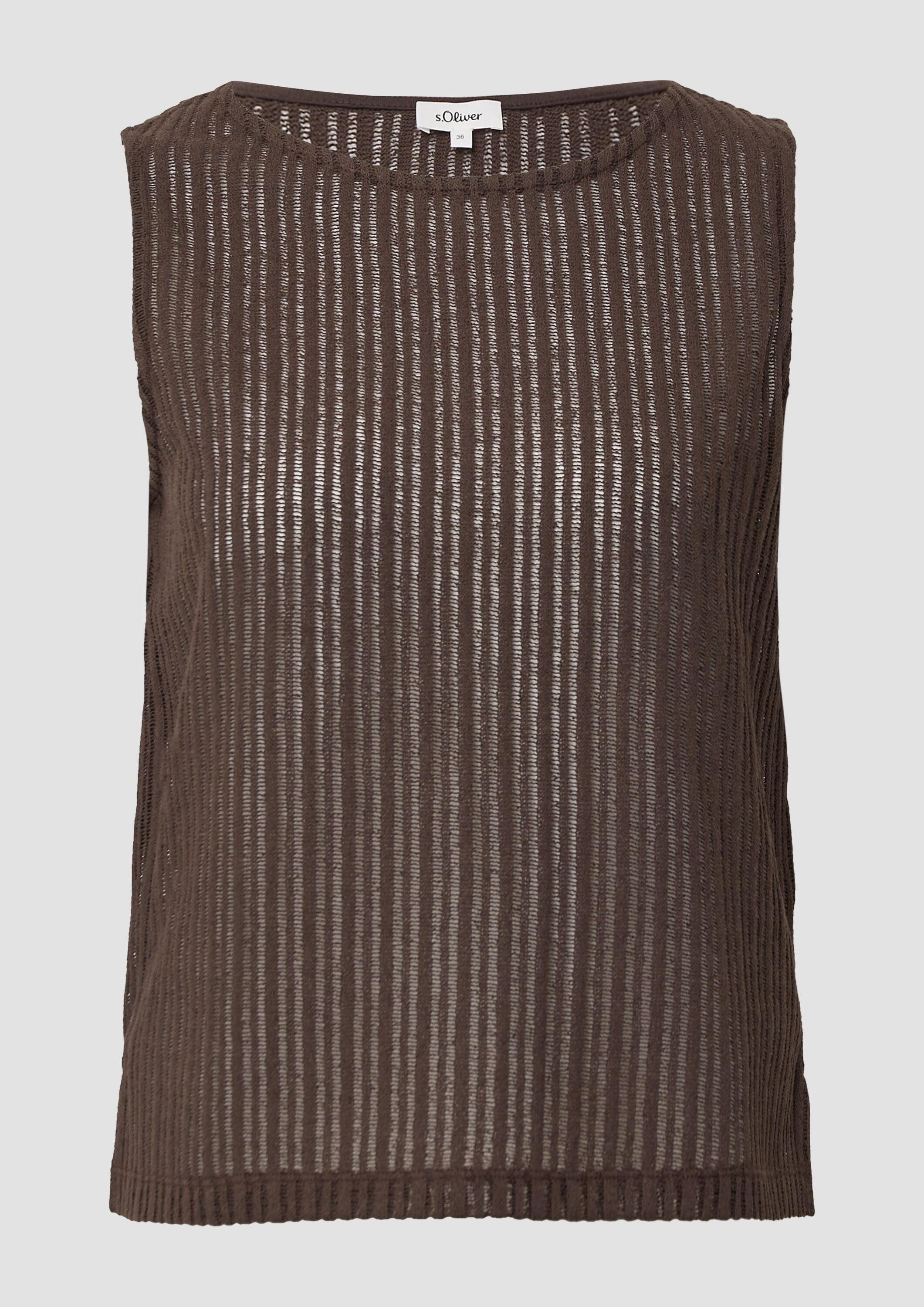 s.Oliver Kurzarmshirt T-Shirt Transparentes Jersey-Top mit Rundhalsausschnitt
