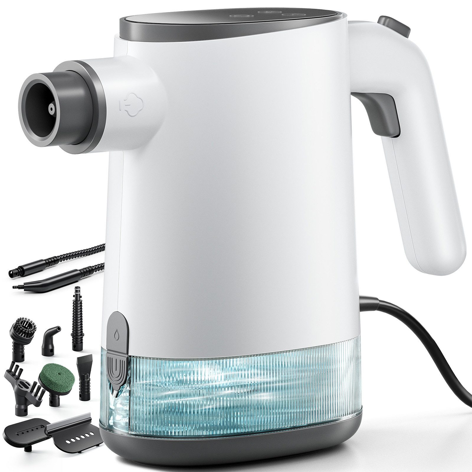 EVERCROSS BOT Handdampfreiniger mit 600 ml Wassertank & vielseitigem Zubehör, 15s Schnellaufheizung, 1200W, Geeignet für Küche, Bad, Polster & Fenster
