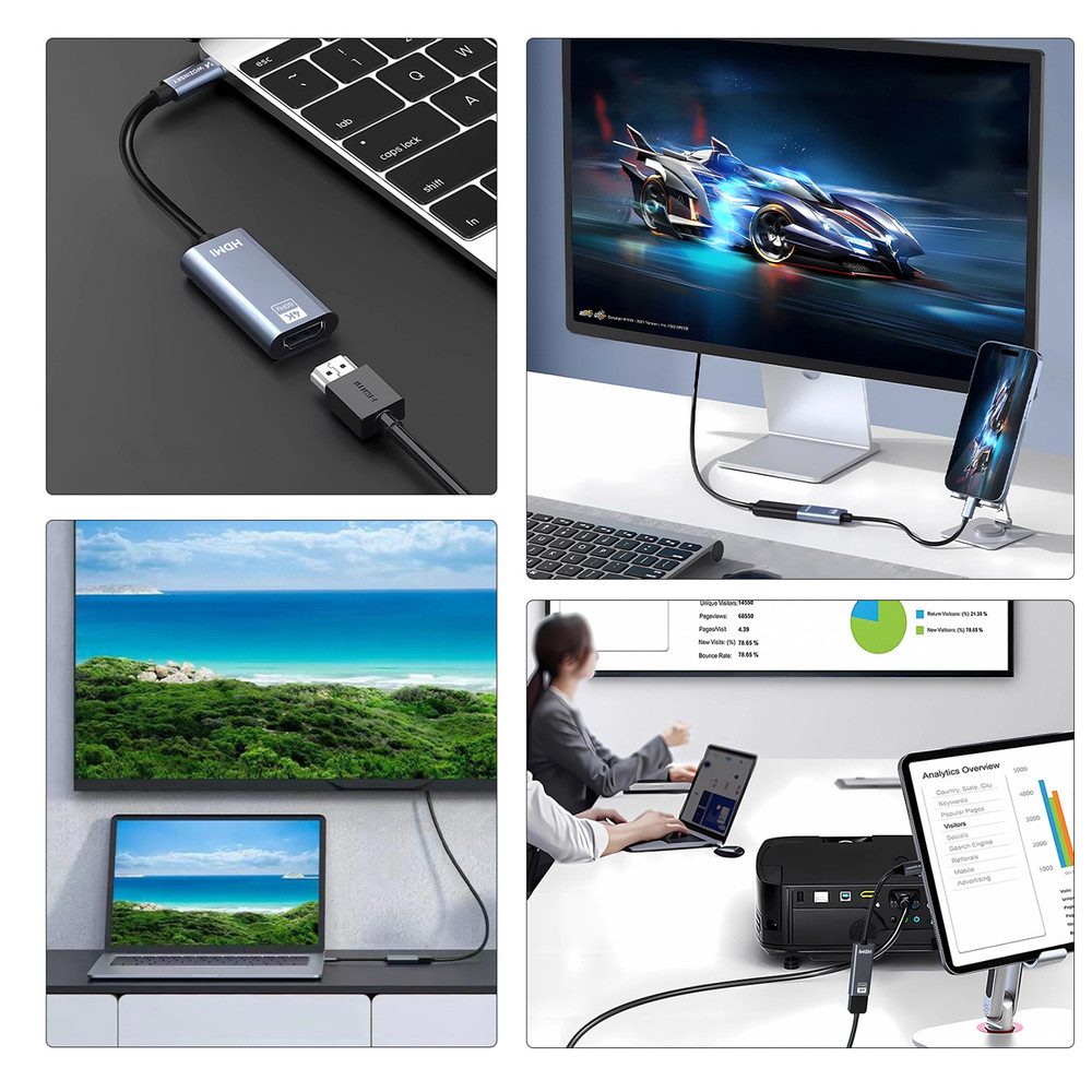 Wozinsky Wozinsky WACH-01 USB C auf HDMI 4K 60Hz Adapter USB-Adapter – Bild 3 von 5