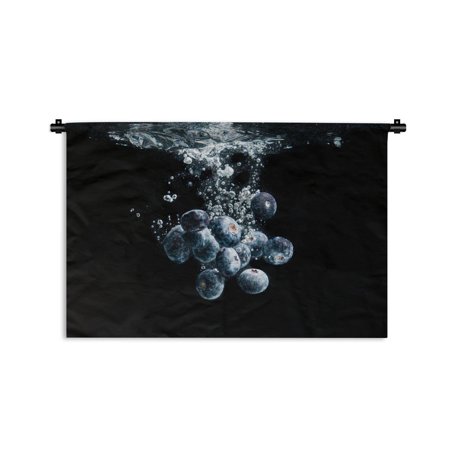 Schwarz, - Wanddeko Schlafzimmer, Stillleben Blaubeeren Wasser - Wandbehang, Wohnzimmer, - Beeren - für - MuchoWow Kleid, Kinderzimmer Wanddekoobjekt Obst