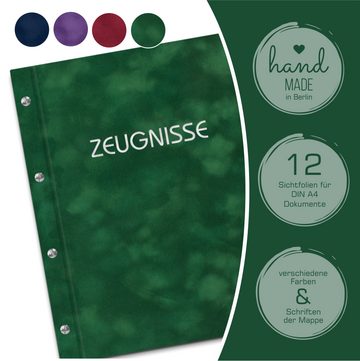 Kopierladen Berlin Organisationsmappe Zeugnismappe in Samtoptik, versch. Farben inkl. Prägung in silbern