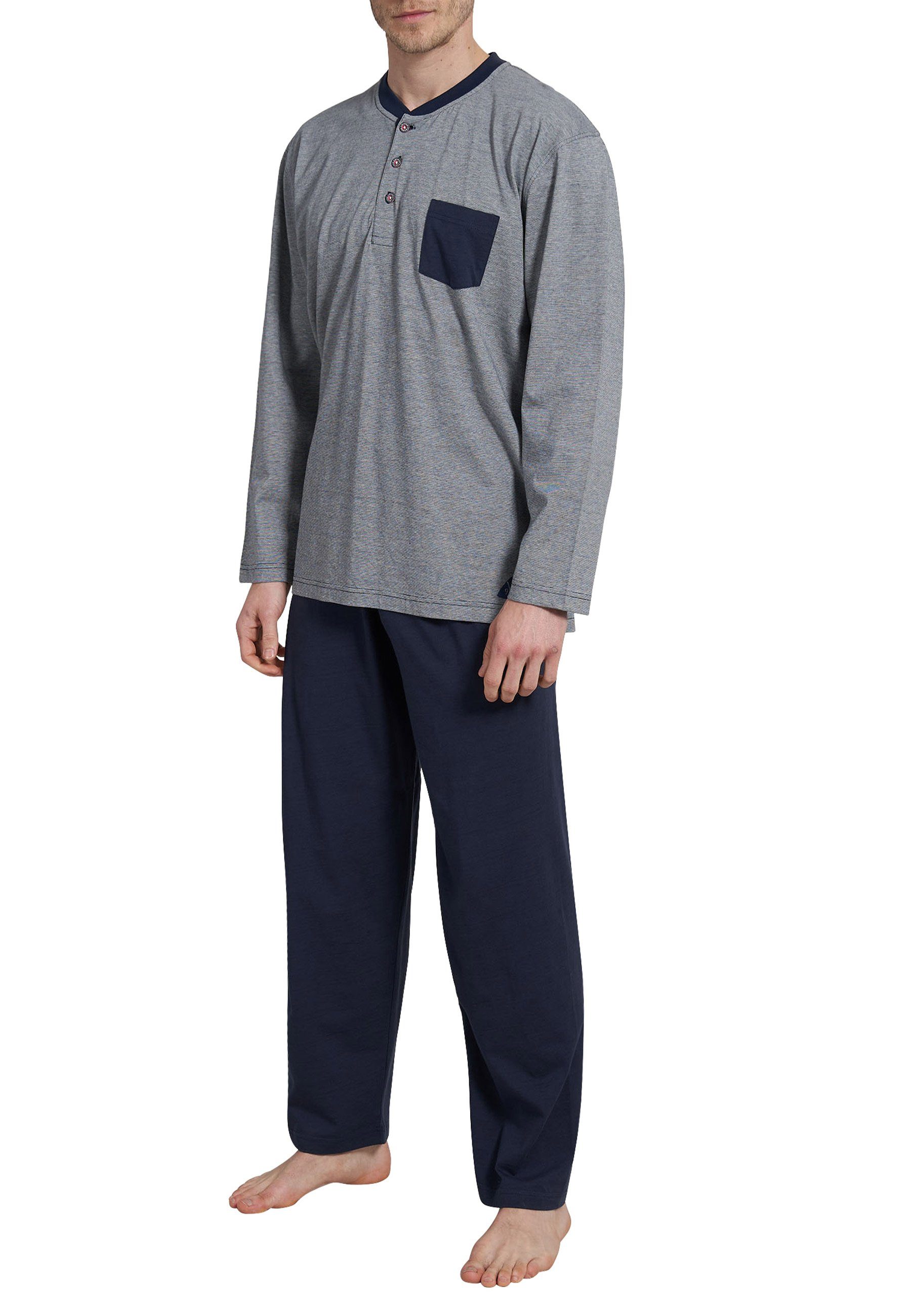 quergestreift blau CECEBA (1 CECEBA Pyjama Herren Pyjama tlg)