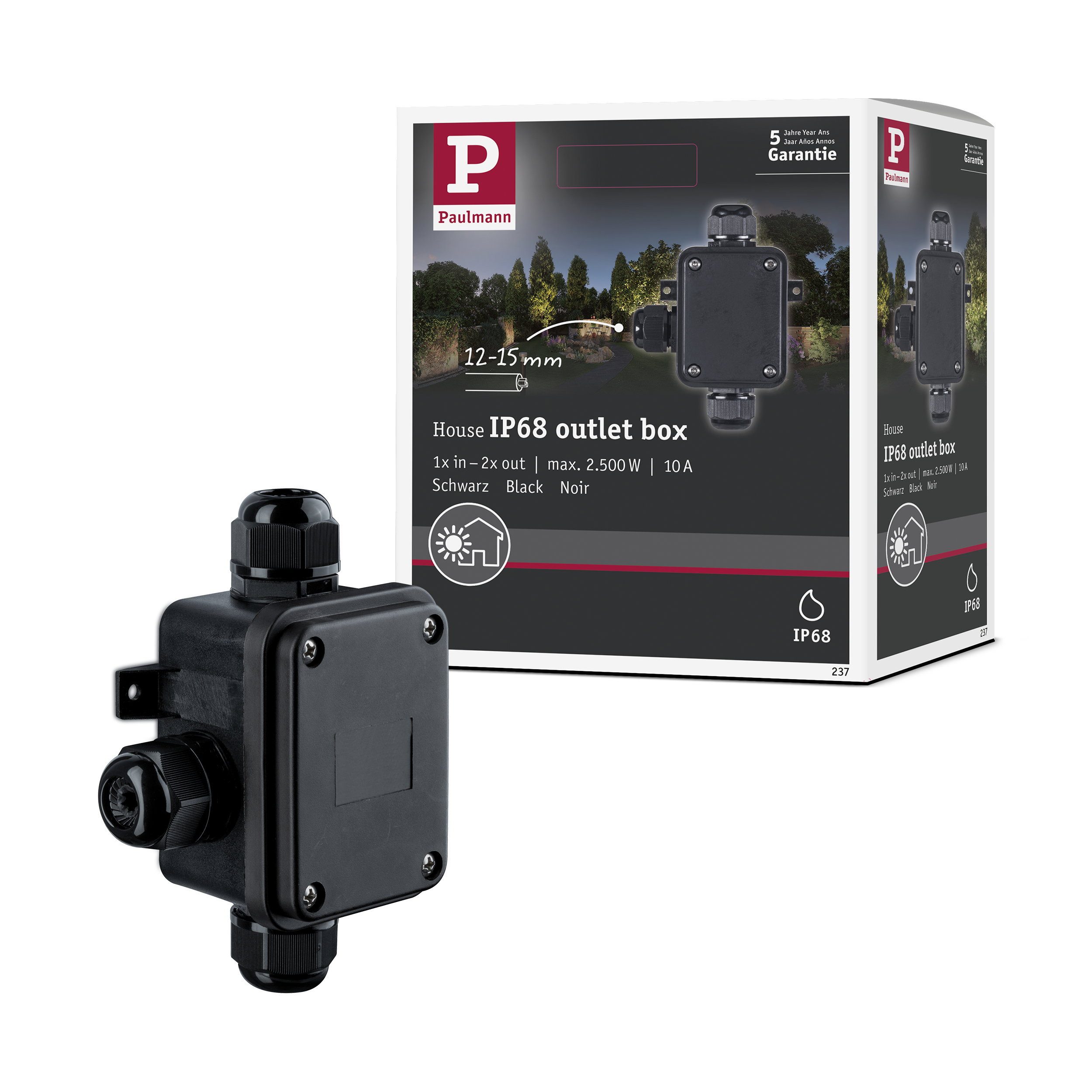 Paulmann Leuchtenklemme Special Line Verbindungsbox Kabeldurchmesser bis 15 mm IP68 Schwarz