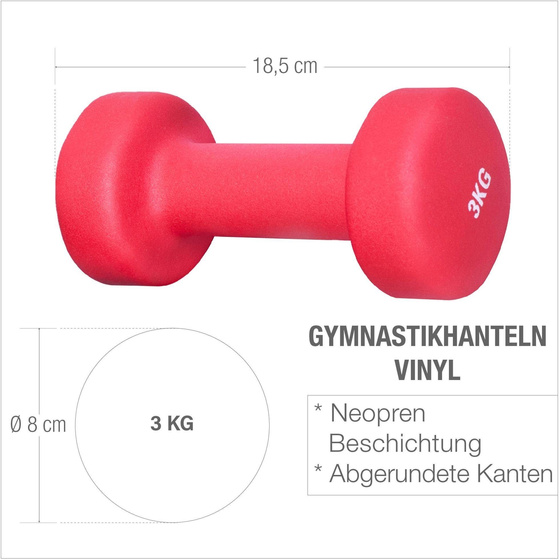 x (Set) kg, 2 GORILLA SPORTS Hantel-Set Rot Gymnastikhanteln Vinyl - 3 6 kg