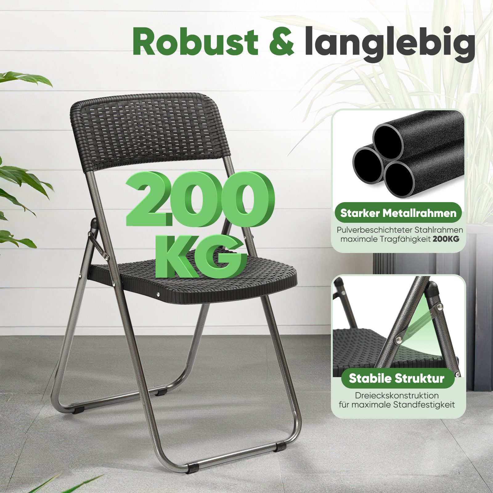 Sekey Klappstuhl Gartenstuhl Polyrattan, Faltstühle klappbar, Campingstuhl günstig online kaufen