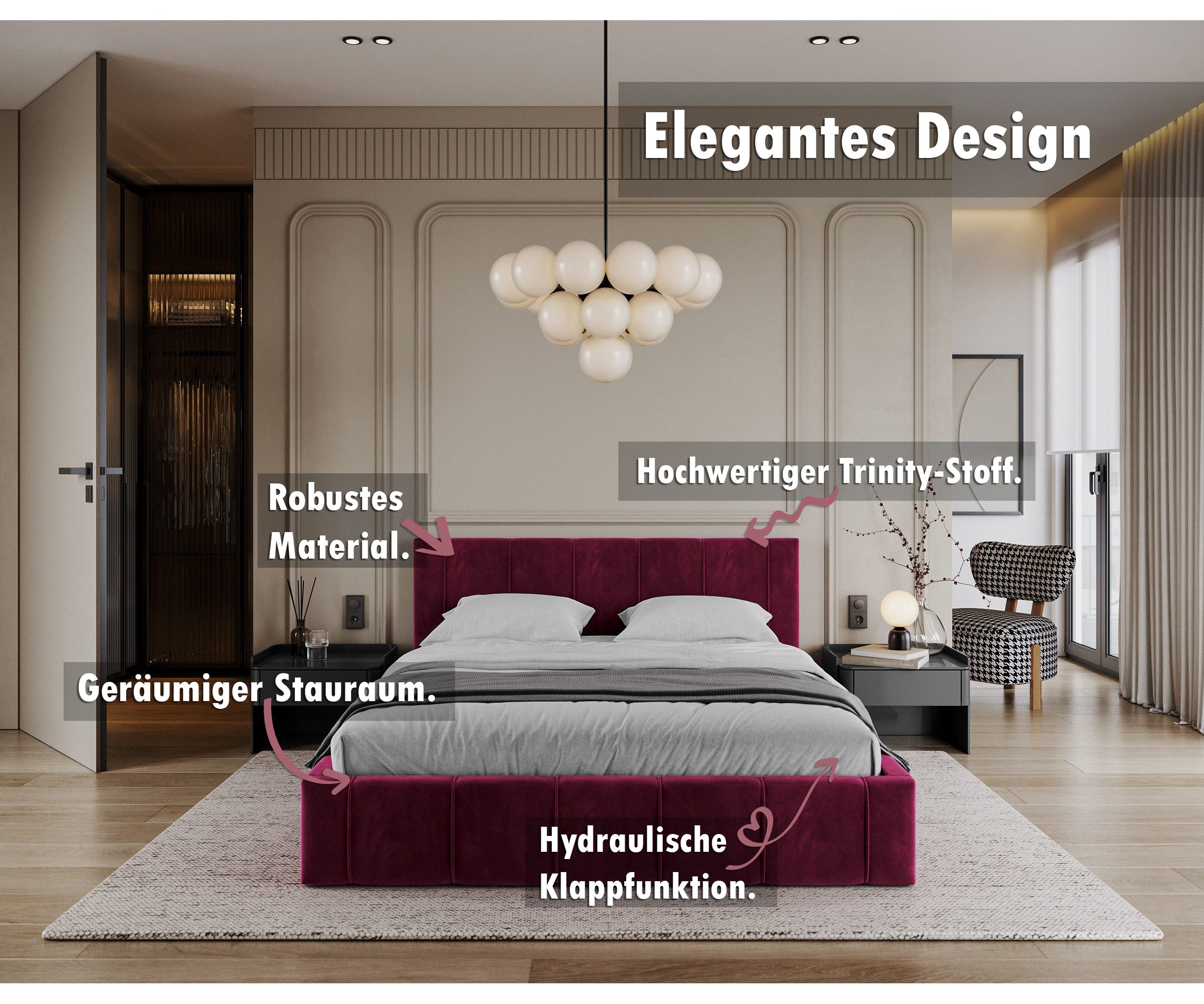 thematys Polsterbett Bett aus Velours Stauraumbett - TOPSELLER - MADE IN EU günstig online kaufen