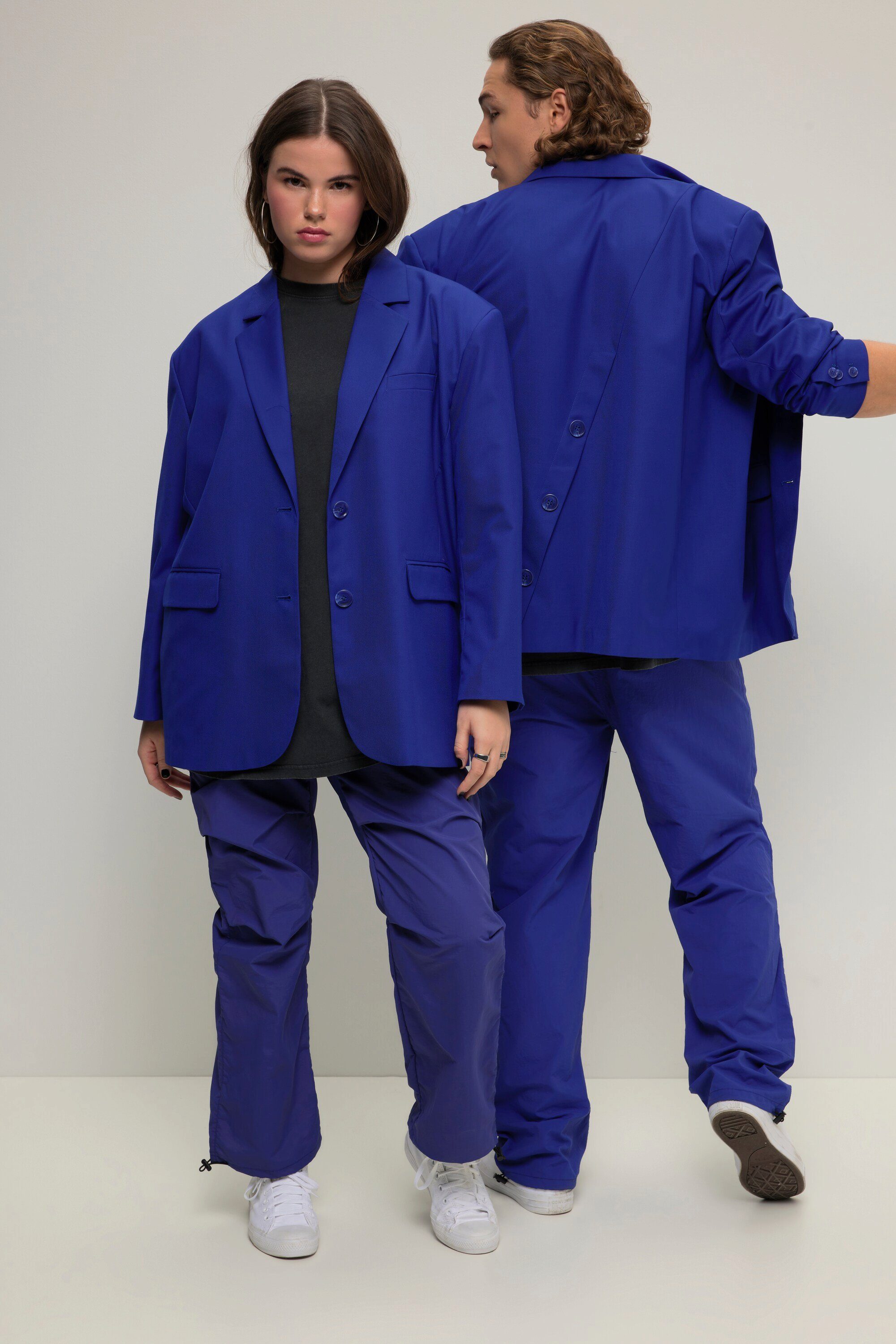 Studio Untold Blusenblazer Blazer oversized Rücken-Knopfleiste Revers Langarm