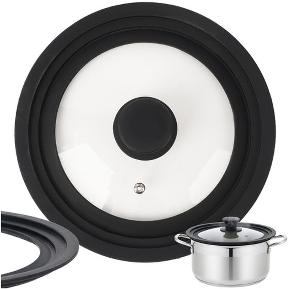 Ruhhy Pfannendeckel Topfdeckel 3-in-1 Silikondeckel, (Spar-Set, 3-tlg., 28 / 30 / 32 cm), Sorgt für sicheren Sitz, schützt Topfränder vor Kratzern