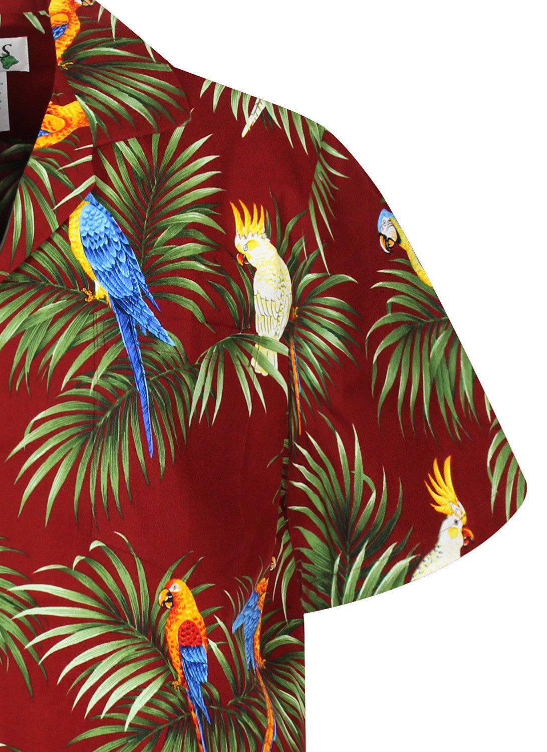 KY's Hawaiihemd "Kakadu" Herren Kurzarm Baumwolle Kokosknöpfe Original Hawaii