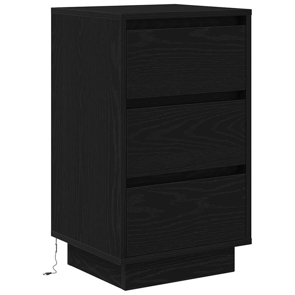 vidaXL Nachttisch Nachttisch mit LED-Leuchten Schwarz 38x34x65 cm (1-St)