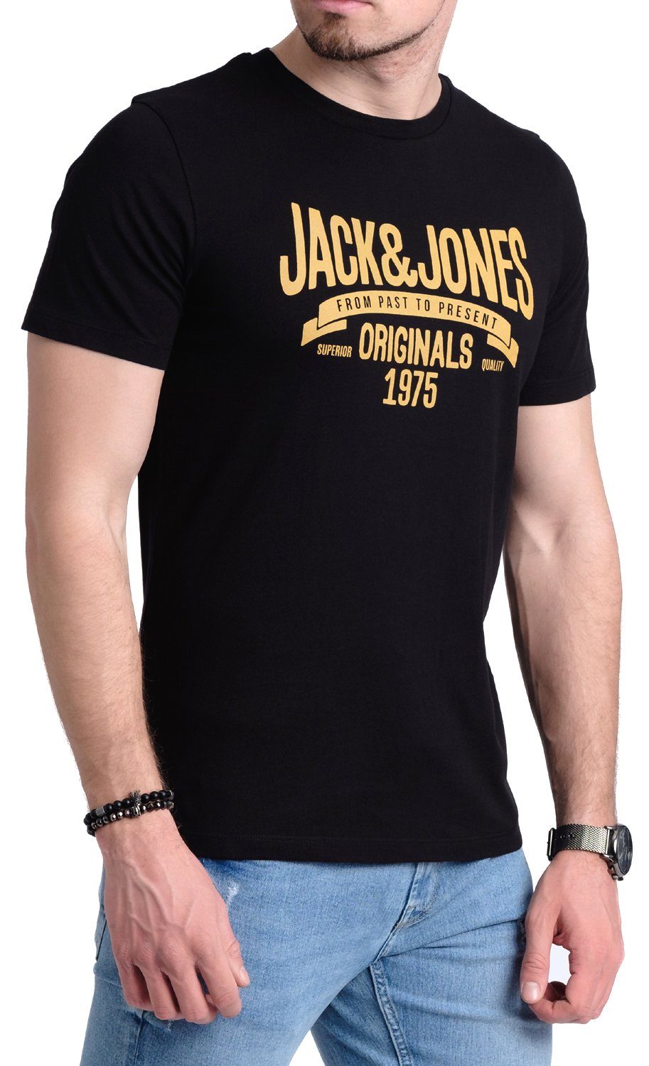 Jack & OPT 5er-Pack) mit T-Shirts (Spar Set, 5er 3 Print-Shirt Baumwolle Aufdruck Jones Mix aus