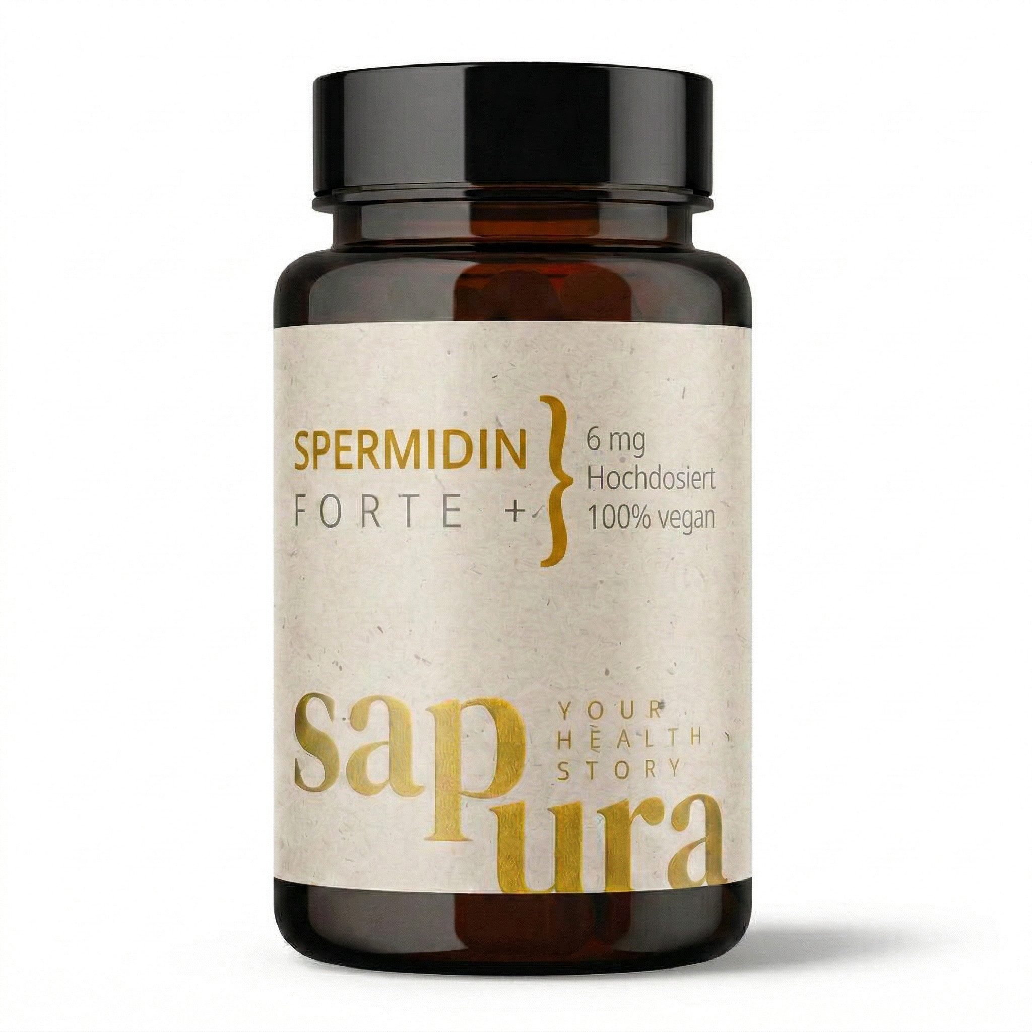 SAPURA Health Spermidin Forte 6mg aus Weizenkeimextrakt, 60 Kapseln - Hochdosiert Kapseln, 60 St., 23,7 g