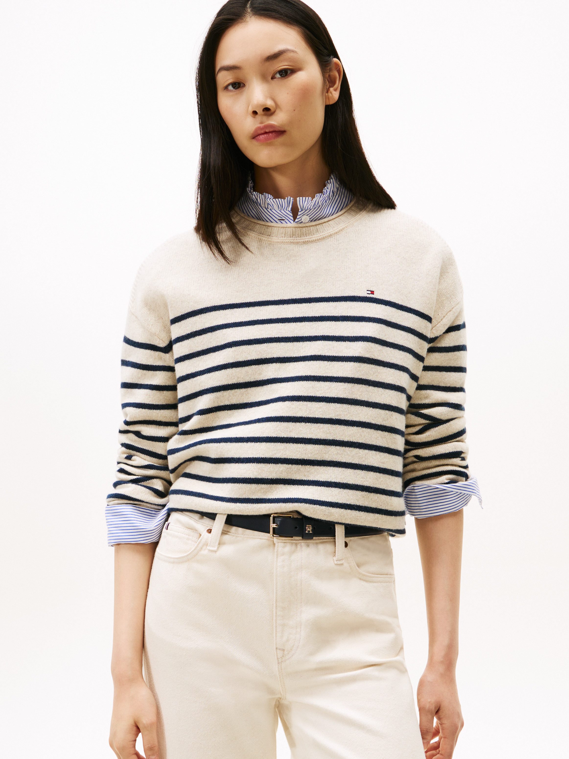 Tommy Hilfiger Strickpullover SOFT WOOL RLXD C-NK LS SWT aus reiner Wolle günstig online kaufen