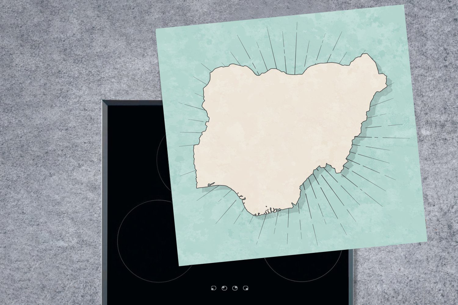 MuchoWow Herdblende-/Abdeckplatte Illustration von Nigeria cm, auf 78x78 Vinyl, blauen Streifen, tlg), einem mit (1 küche für Ceranfeldabdeckung, Hintergrund Arbeitsplatte