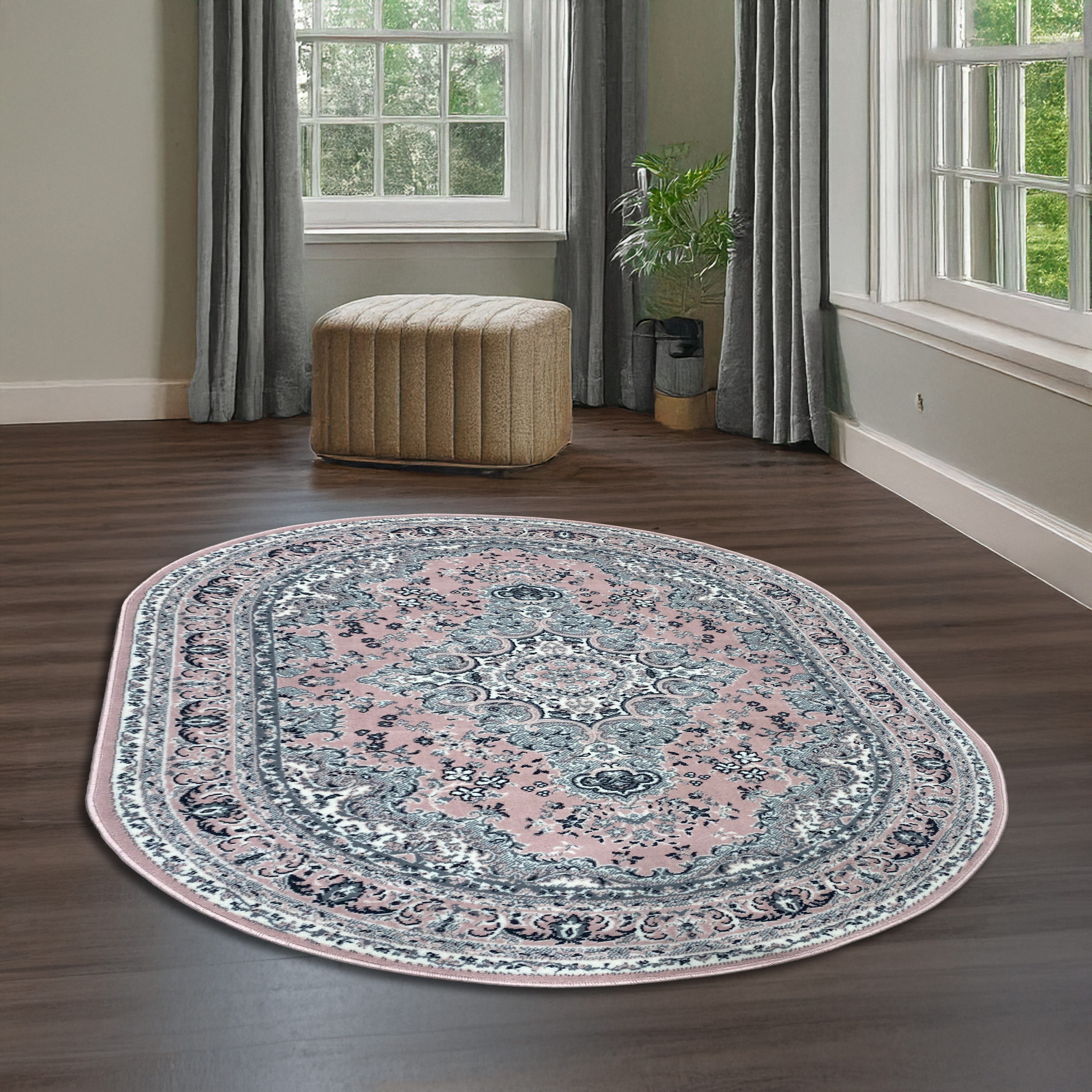 OTTO home Teppich Oriental, Made in Belgium, oval, Höhe: 7 mm, Orient-Optik, mit Bordüre, Teppich, Kurzflor, Weich, Kundenliebling
