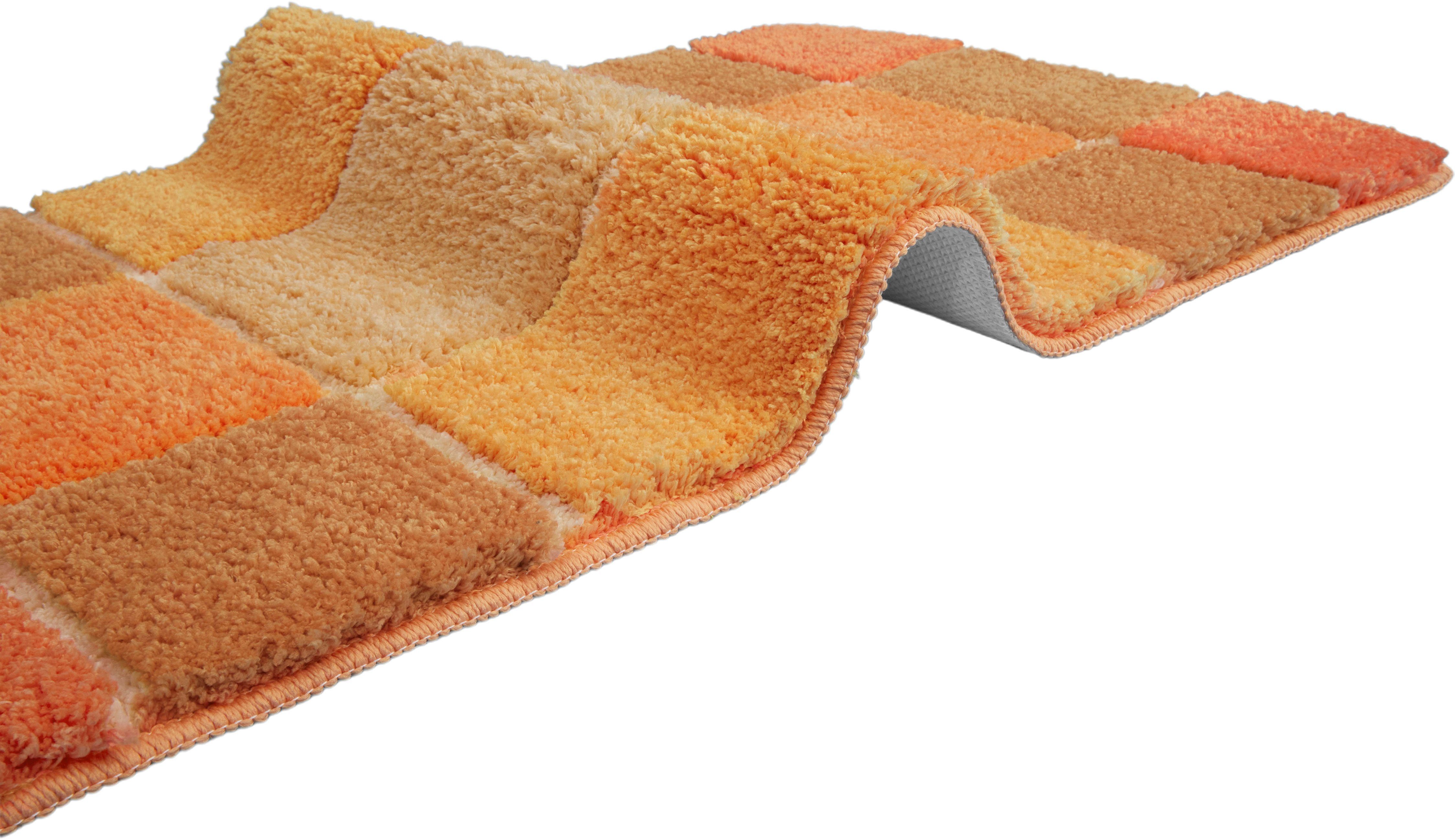 OTTO home Badematte Pia, Badvorleger, Badezimmer Teppich, Höhe 20 mm, rutschhemmend beschichtet, schnell trocknend, strapazierfähig, fußbodenheizungsgeeignet, Polyester, rechteckig, Badteppich, karierte Badematten, rechteckig, rund & als 3-tlg. Set