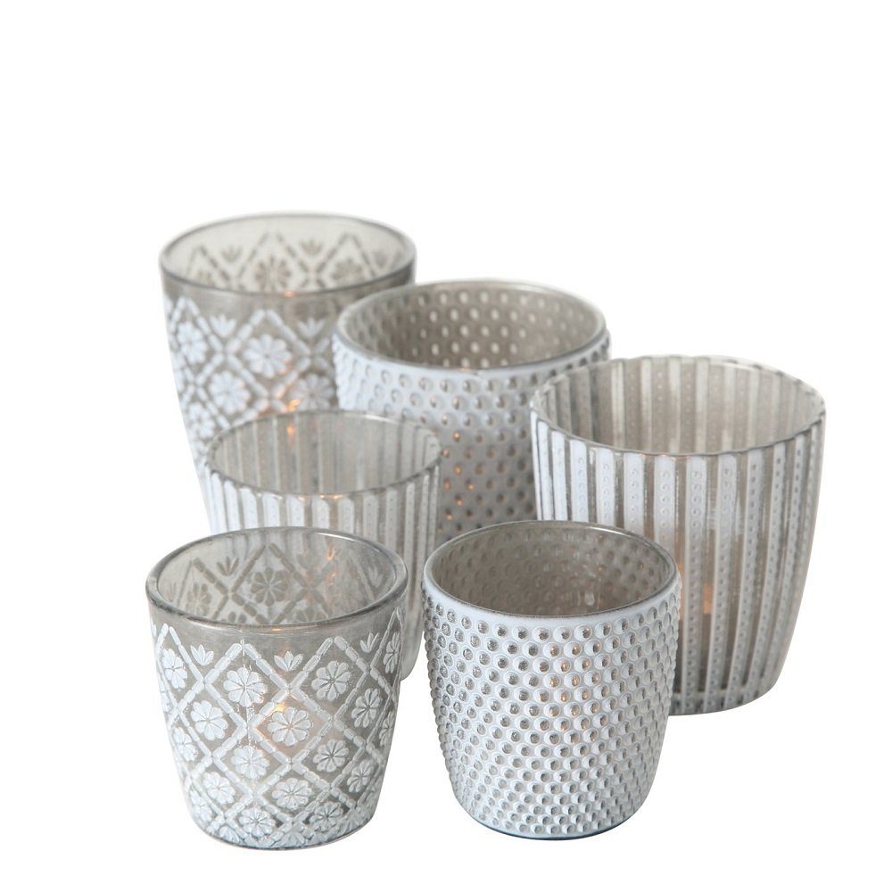 BOLTZE GRUPPE GmbH Windlicht Windlicht Patty Glas grau matt H 7-9 cm 6er Set (3x2er Set). € 17,49, (€ 17,49 pro 1 Stk).