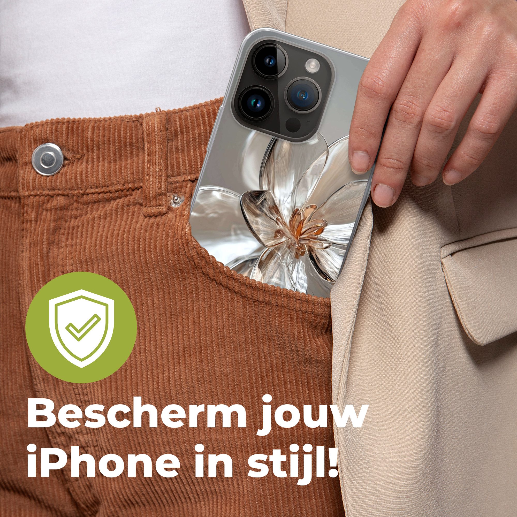 MuchoWow Handyhülle für Apple iPhone 14 Pro Blume - Gläser - Transluzent, Smartphone-Bumper, Print, Handy Schutzhülle Dünn