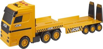 HTI Spielzeug-Transporter JCB Schwerlast Transporter Truck Set mit Licht und Soundeffekten, inklusive FastTrack, Baggerlader und niedriger Loader Truck