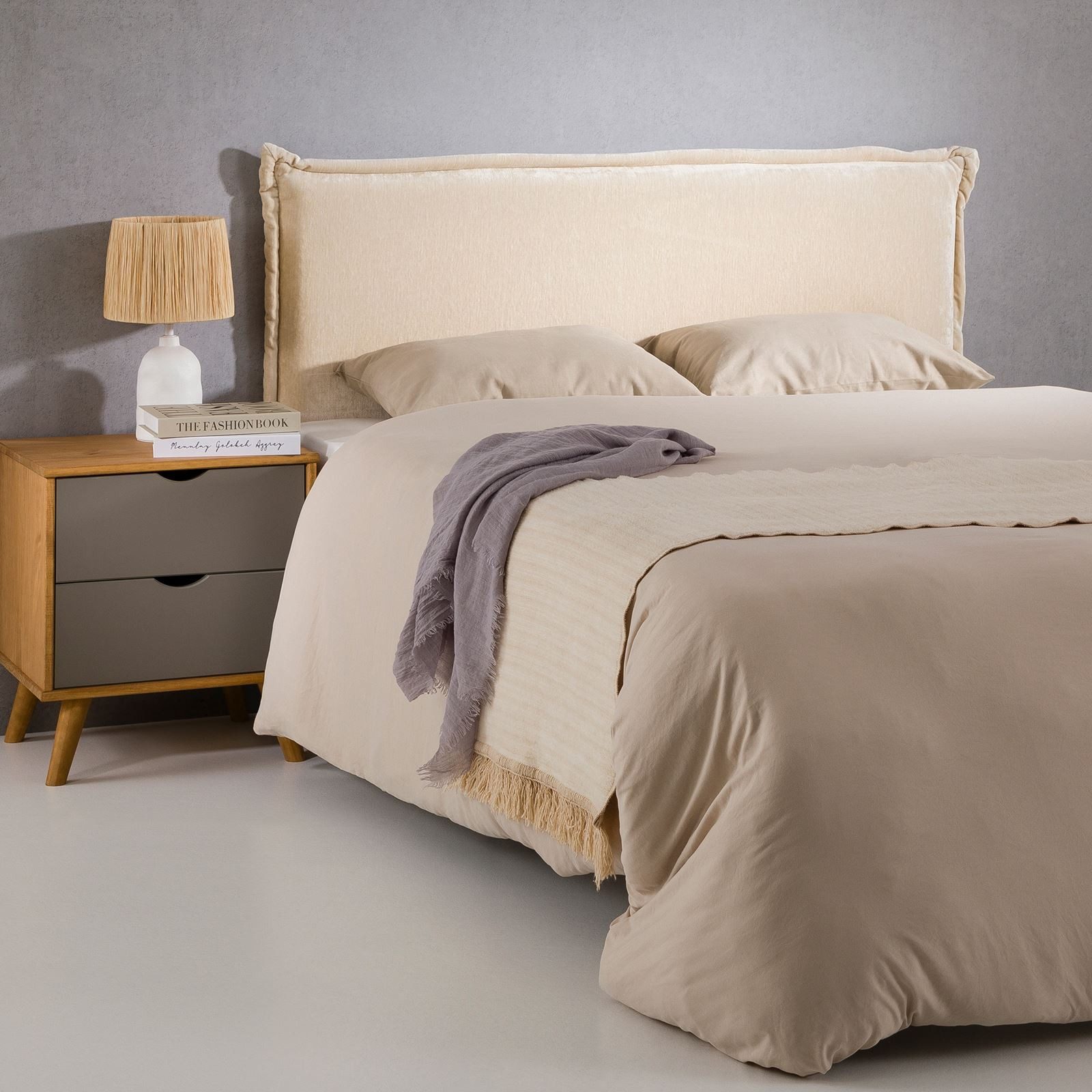 IDIMEX Kopfteil SAVER, Bettkopfteil 120cm, Headboard, Kopfteil Chenille Stoffbezug creme weiß