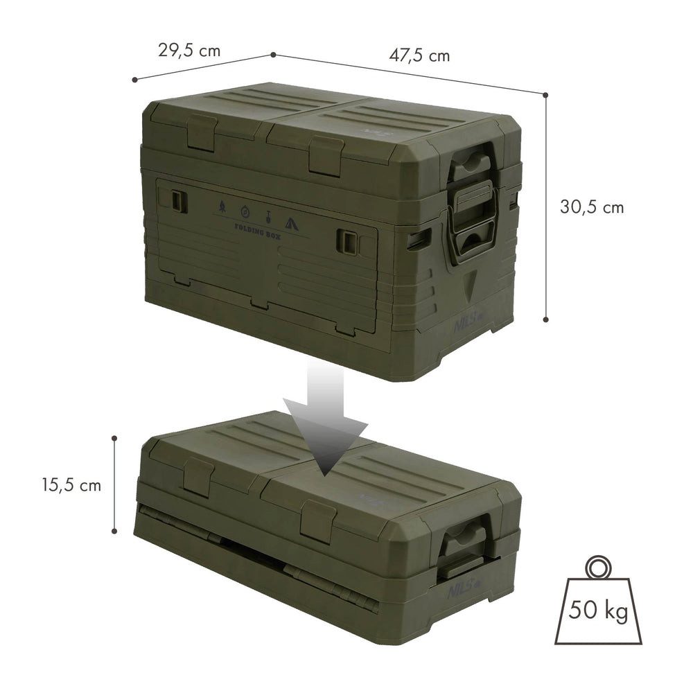 NILS CAMP Faltbox Faltbox Aufbewahrungsbox Campingbox (Spar-Set, 1 St., 48 x 30 x 31 cm faltbar), faltbar, stapelbar, 42 l, 50 kg Traglast