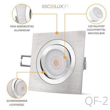 SSC-LUXon LED Einbaustrahler QF-2 LED Einbaustrahler flach & schwenkbar in Alu gebuerstet, Neutralweiß