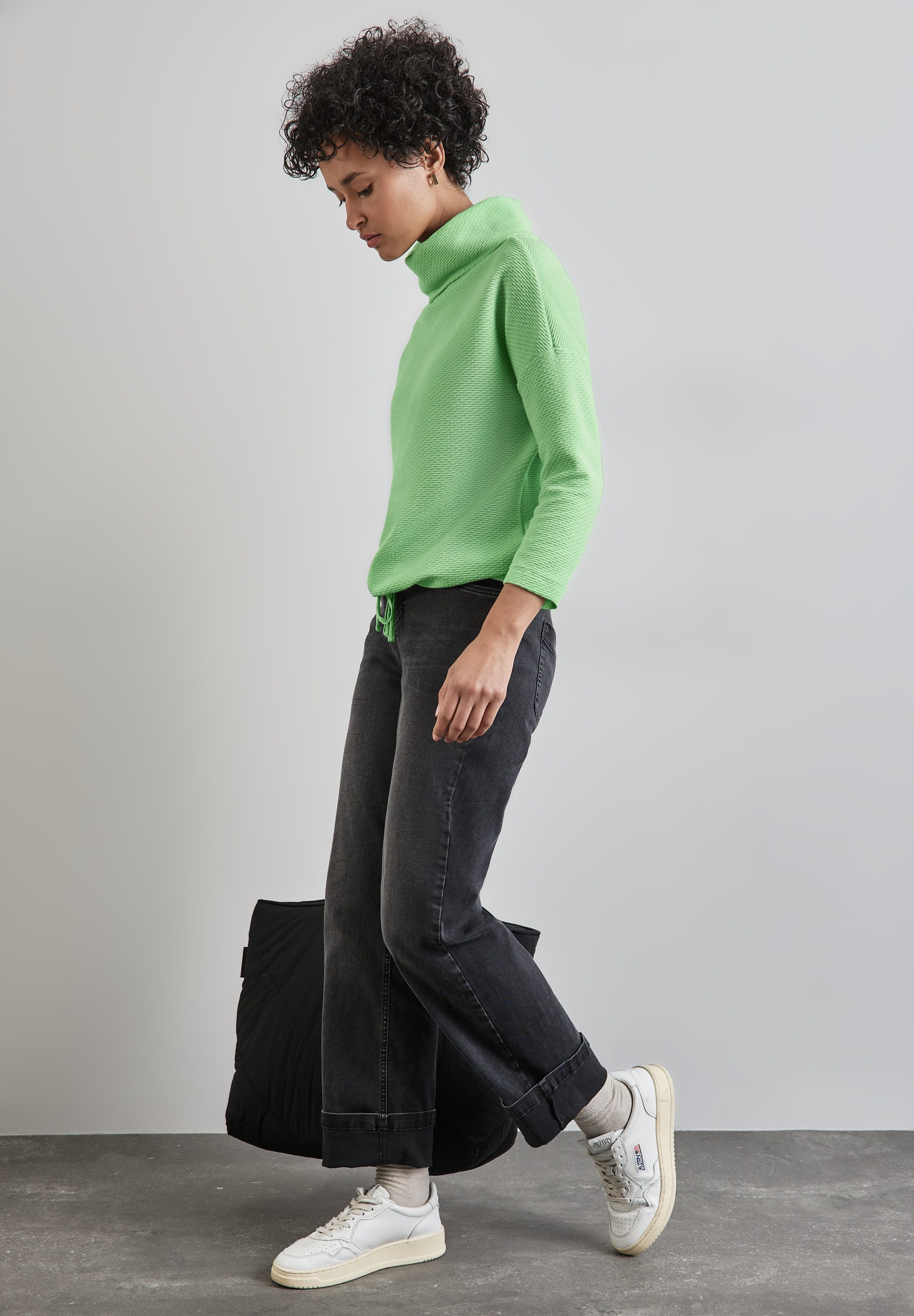 STREET ONE 3/4-Arm-Shirt in Struktur-Optik und mit Schalkragen
