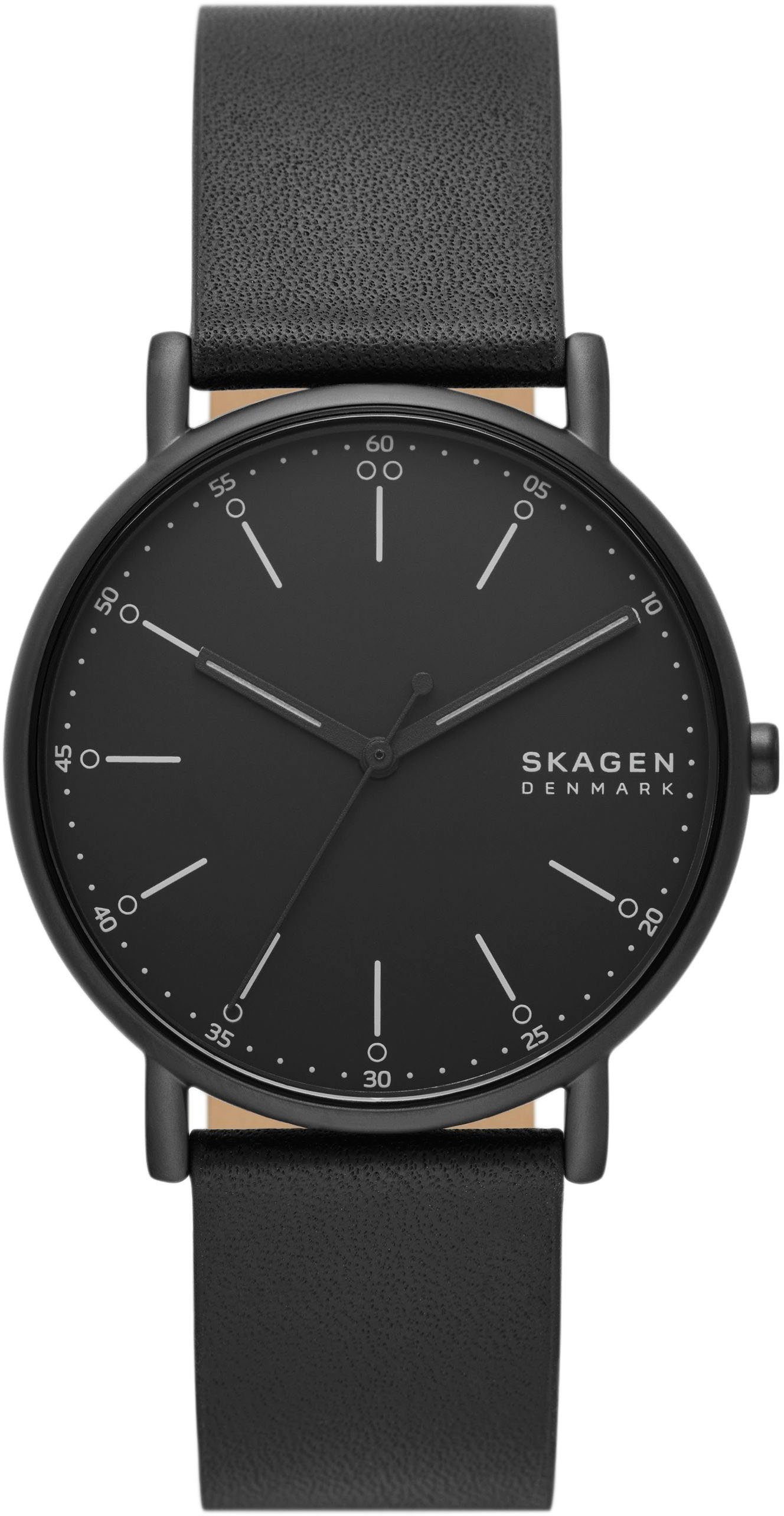 Skagen Quarzuhr SIGNATUR, SKW6902, Armbanduhr, Herrenuhr, analog, Lederarmband