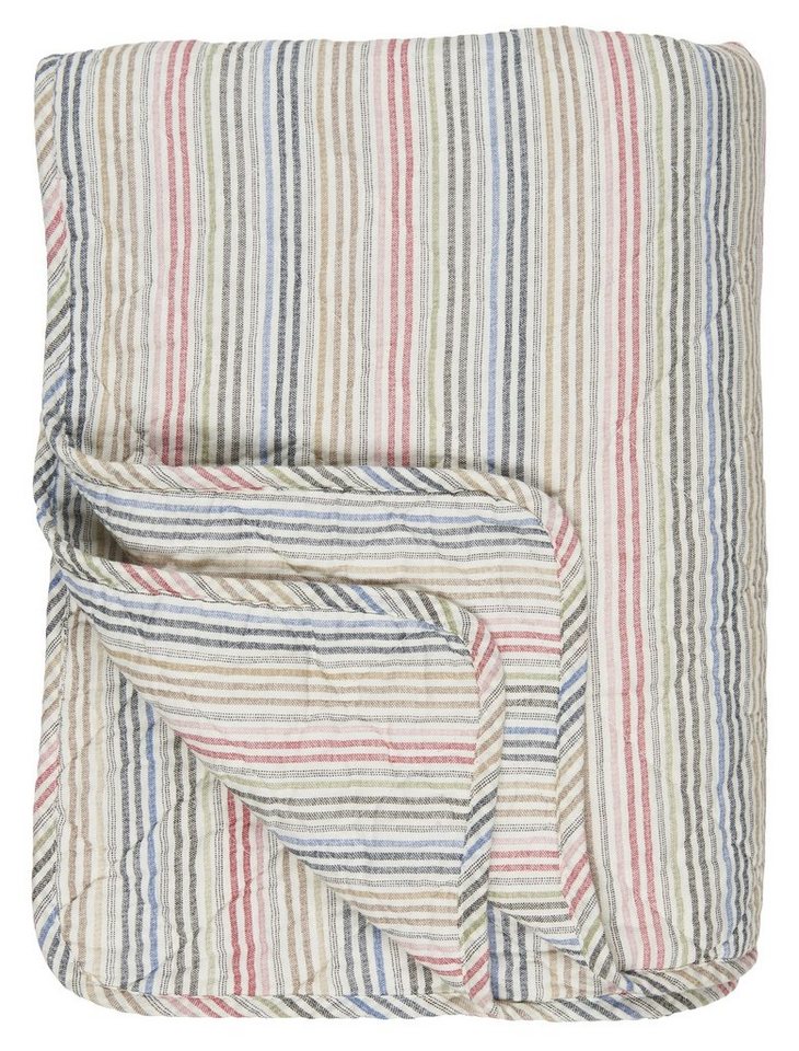 Wohndecke Decke Quilt Tagesdecke Überwurf Mehrfarbig Gestreift 180x130cm,  Ib Laursen, Hersteller: Ib Laursen - Artikelnummer: 0773-00