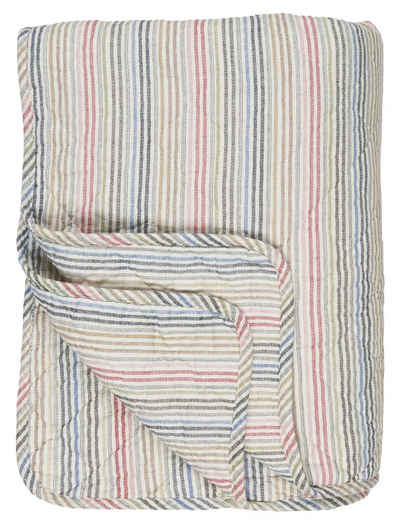 Wohndecke Decke Quilt Tagesdecke Überwurf Mehrfarbig Gestreift 180x130cm, Ib Laursen