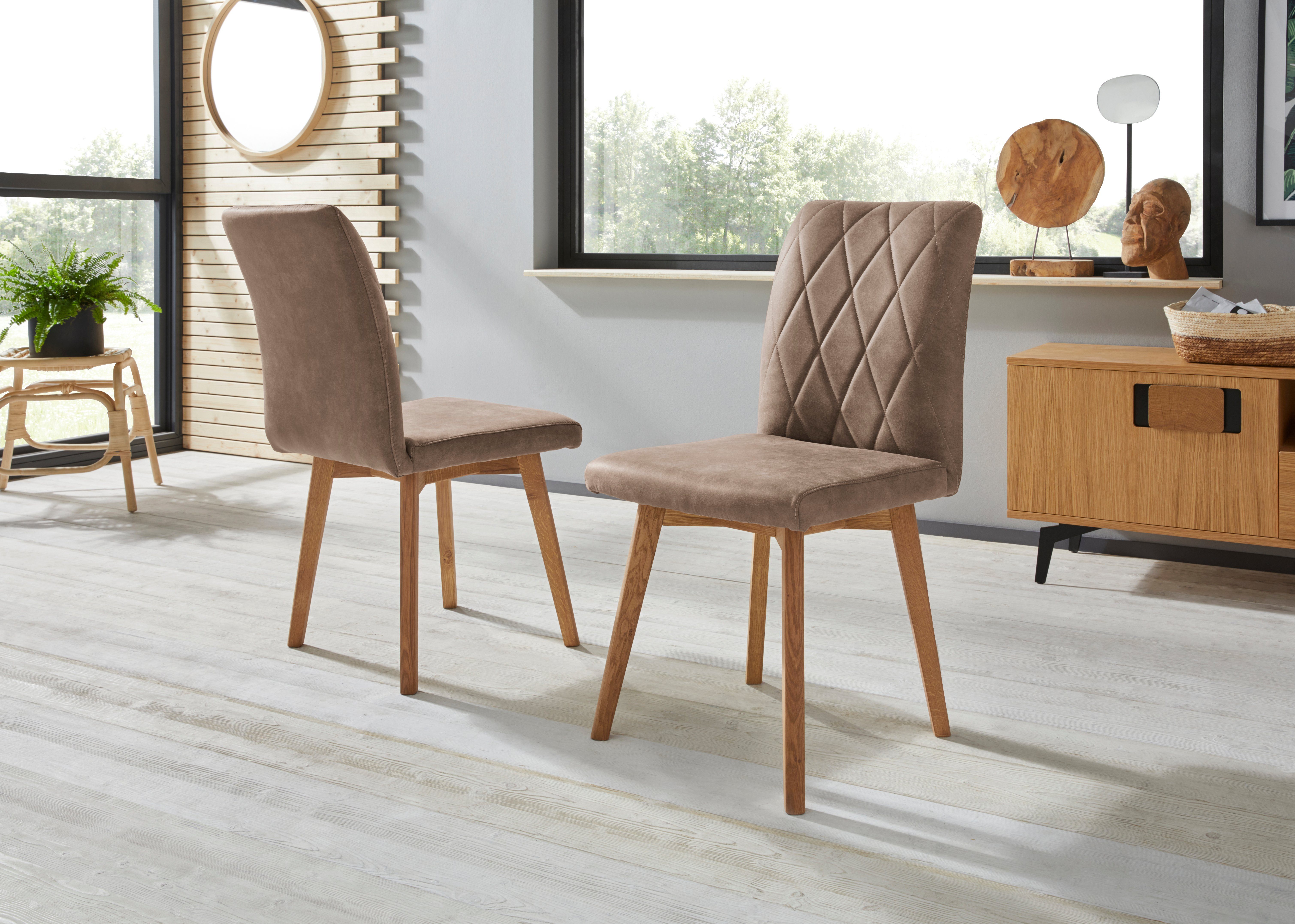 Home affaire Esszimmerstuhl Brest (Set, 2 St), Gestell aus Eiche Massivholz günstig online kaufen
