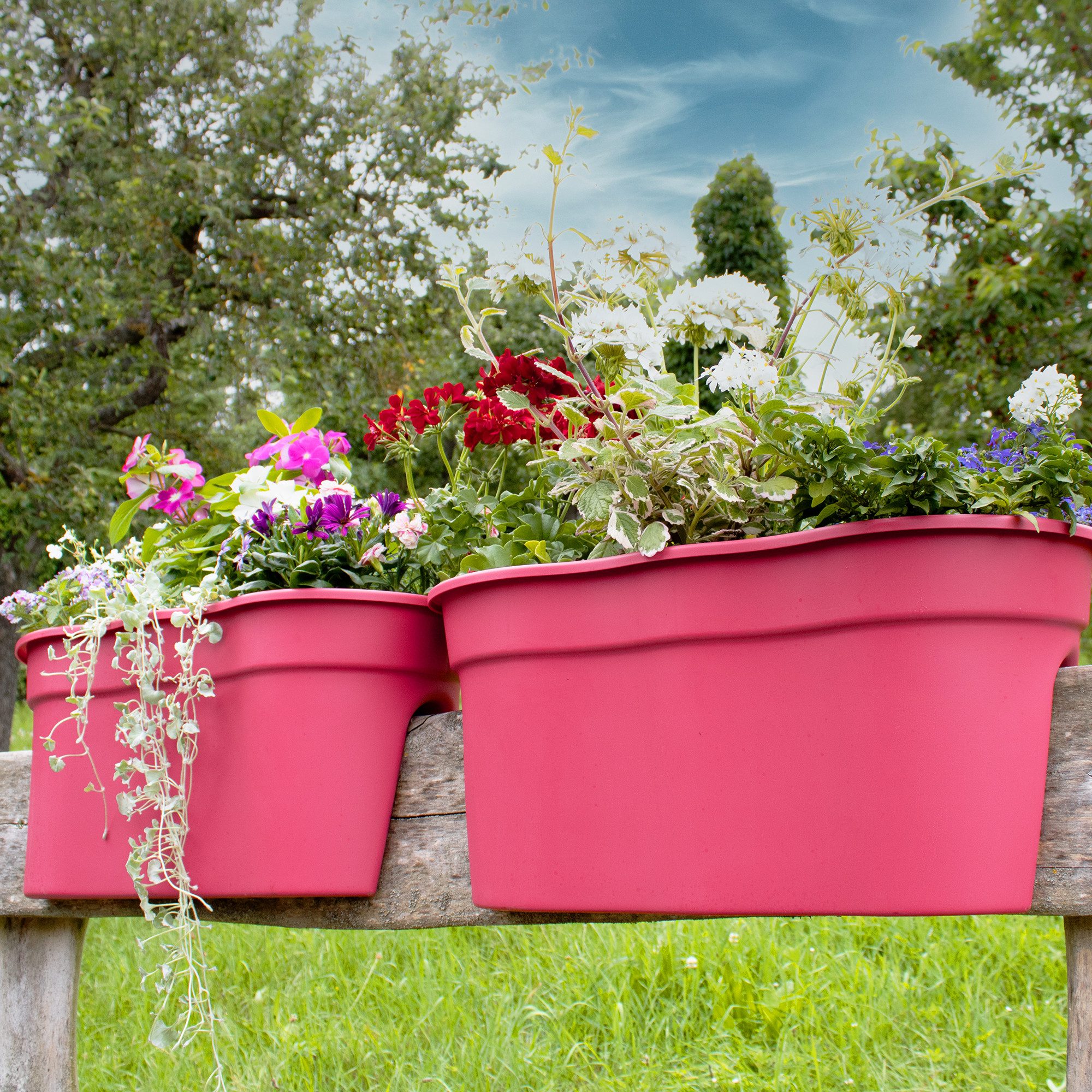 NYVI Blumenkasten Blumenkasten mit Halterung Flowerclip für Geländer XL