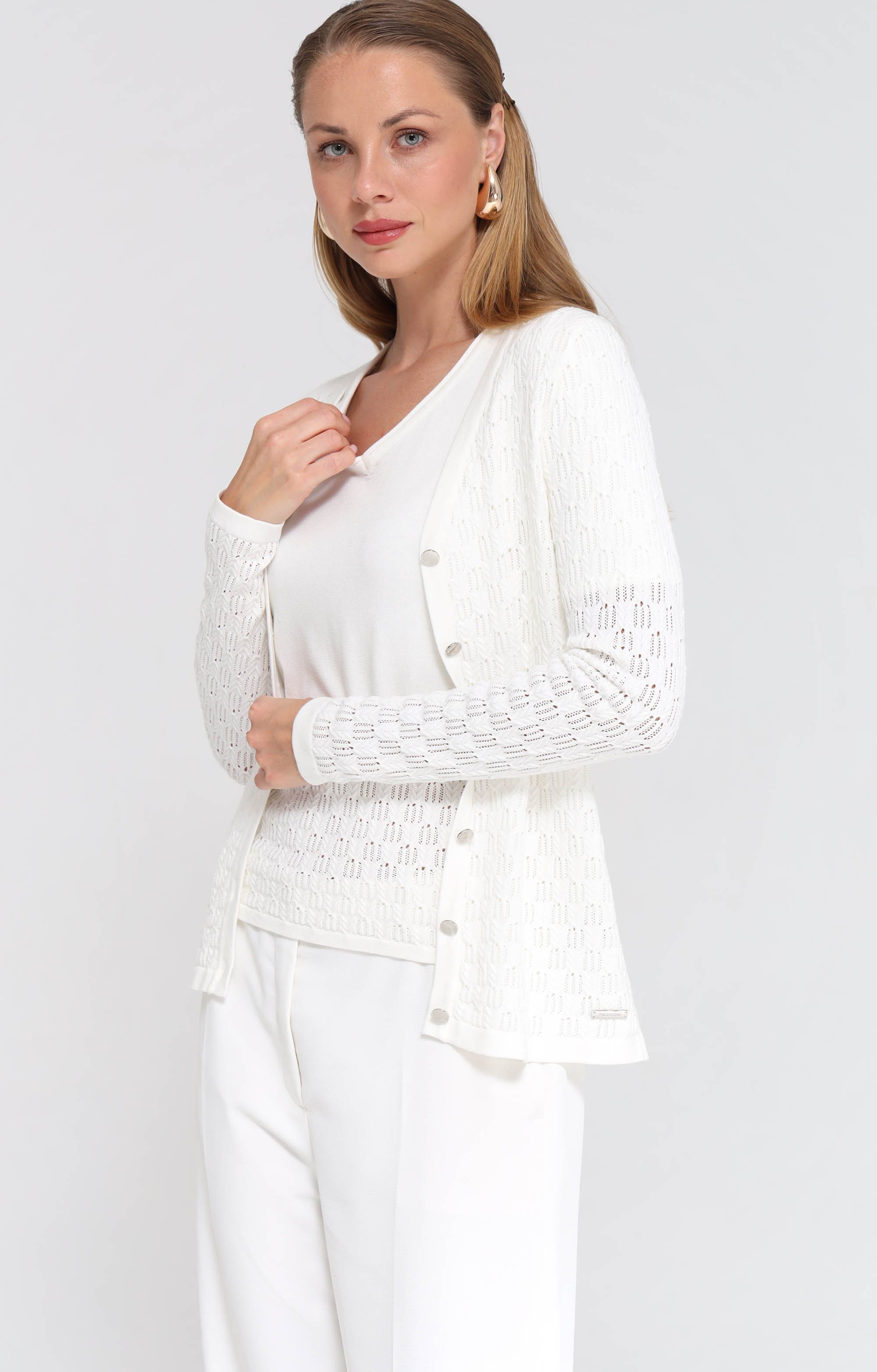 Passioni Cardigan und Top mit Strukturmuster günstig online kaufen