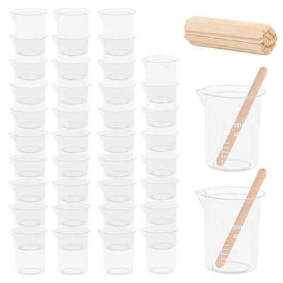 Belle Vous Flachmann 80-teiliges Messbecher-Set - 50 ml, 80er Set Messbecher mit Holz Rührstab und Epoxidharz - 50 ml