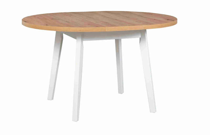 Furnix Esstisch Olimo 3L Küchen-Tisch rund ausziehbar 100/130 cm, 100/130x75x100 cm, Gestell und Beine Buche, pflegeleicht& robust